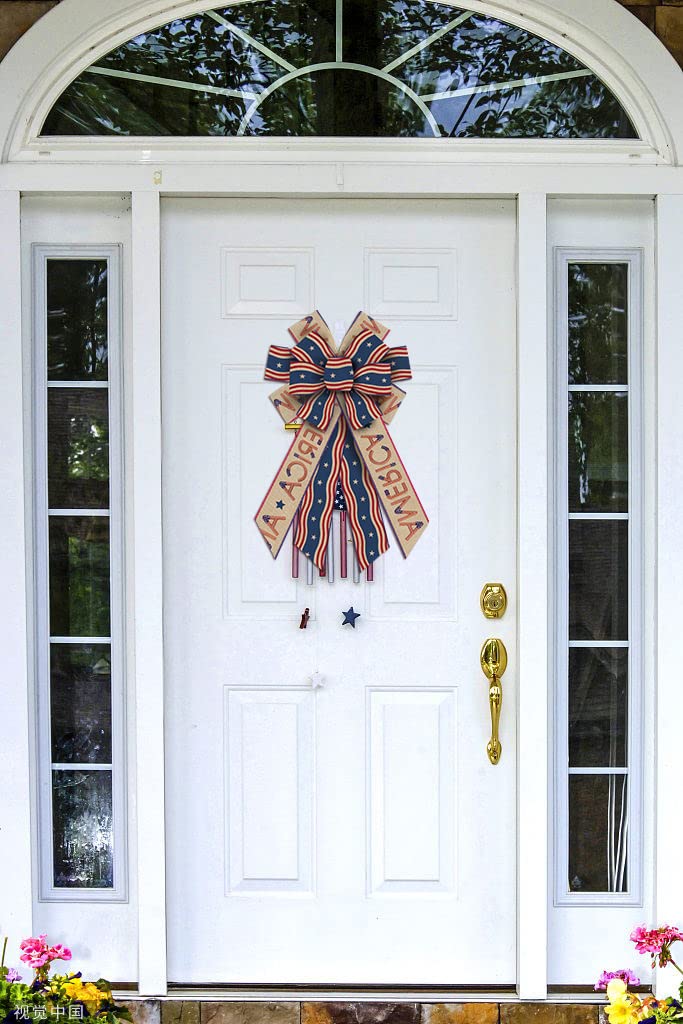 4th of July Wreath Bows - Patriotic Burlap Decor for Front Door
