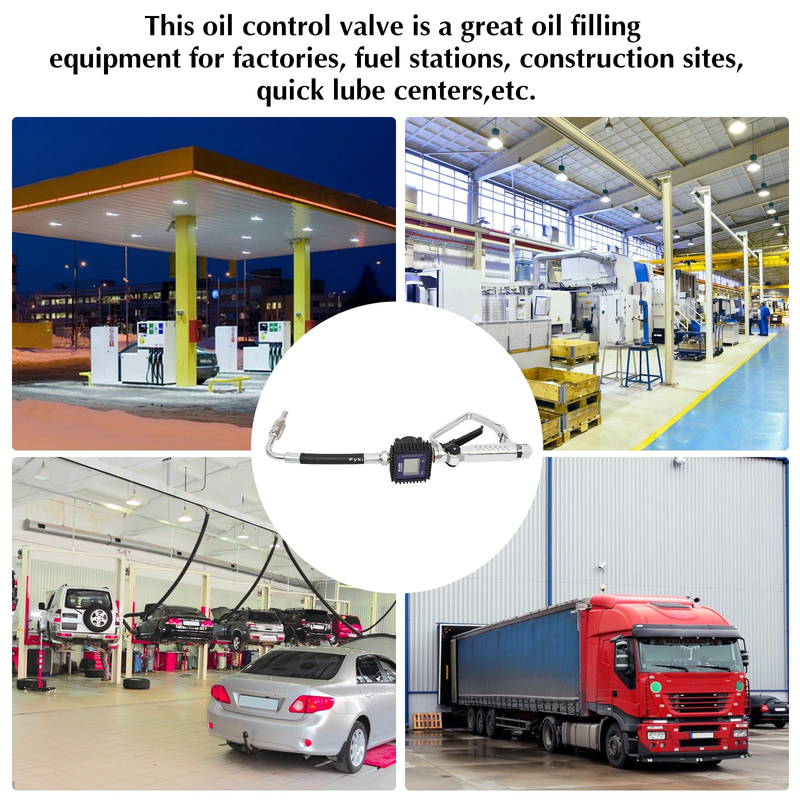 Heavy Duty Air Operated Oil Transfer Pump - Digital Gasoline & Motor Oil Dispenser with Control Valve & Meter Nozzle (US Stock) - Perfect for Auto Shops, Industrial Use & Fluid Management