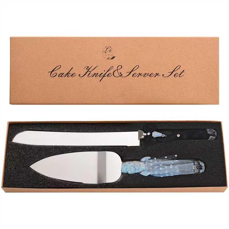 ULA Bride and Groom Wedding Cake Knife & Server Set - Stainless Steel Serrated Cake Knife & Pie Server - Elegant Wedding Gift for Anniversary, Valentine's Day - Perfect for Wedding Cake Cutting Ceremony & Dessert Serving