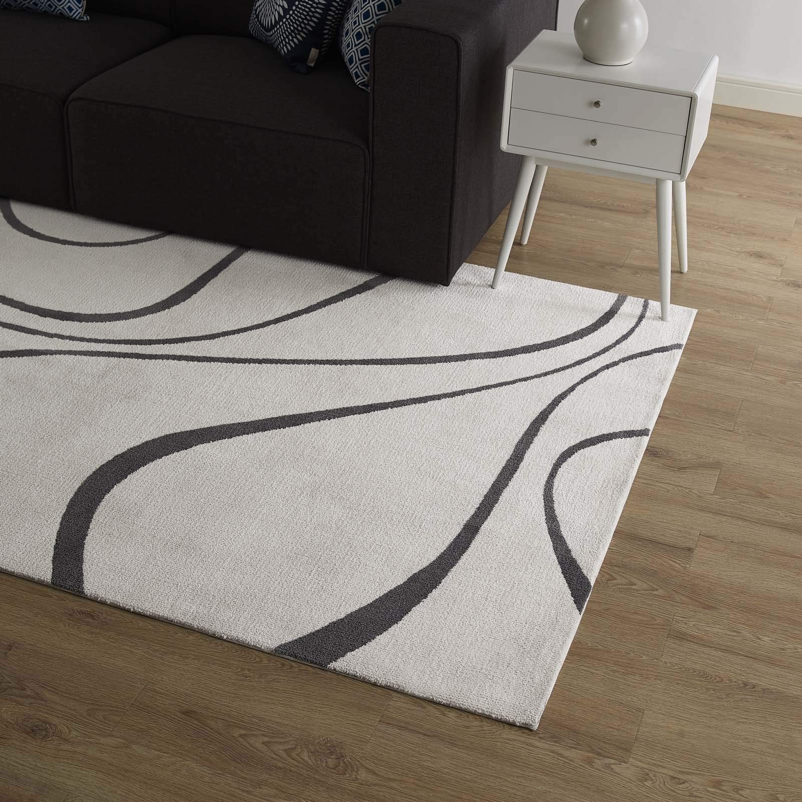 Modern Contemporary Urban Living Room Area Rug - Soft Fabric Floor Carpet Runner in Multi-Gray Shades | Perfect for Lounge, Bedroom & Office Decor