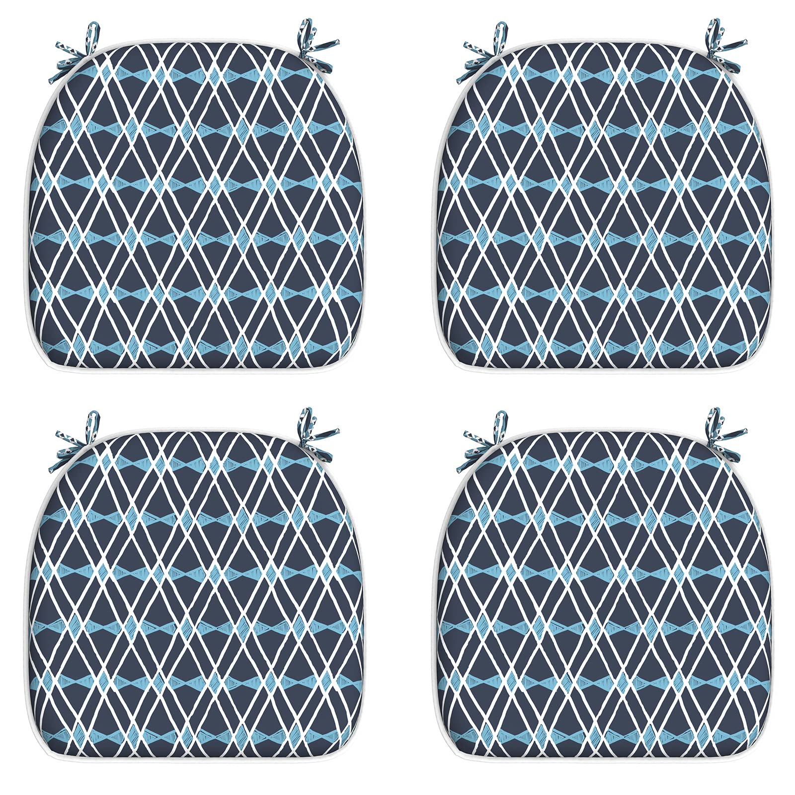 **LVTXIII Outdoor Chair Cushions Set of 4 - 16x17 Inch Water-Resistant Patio Seat Cushions with Ties for Garden, Deck, and Poolside Furniture - Navy Blue**    *(Perfect for outdoor dining, lounging, or relaxing by the pool!)*