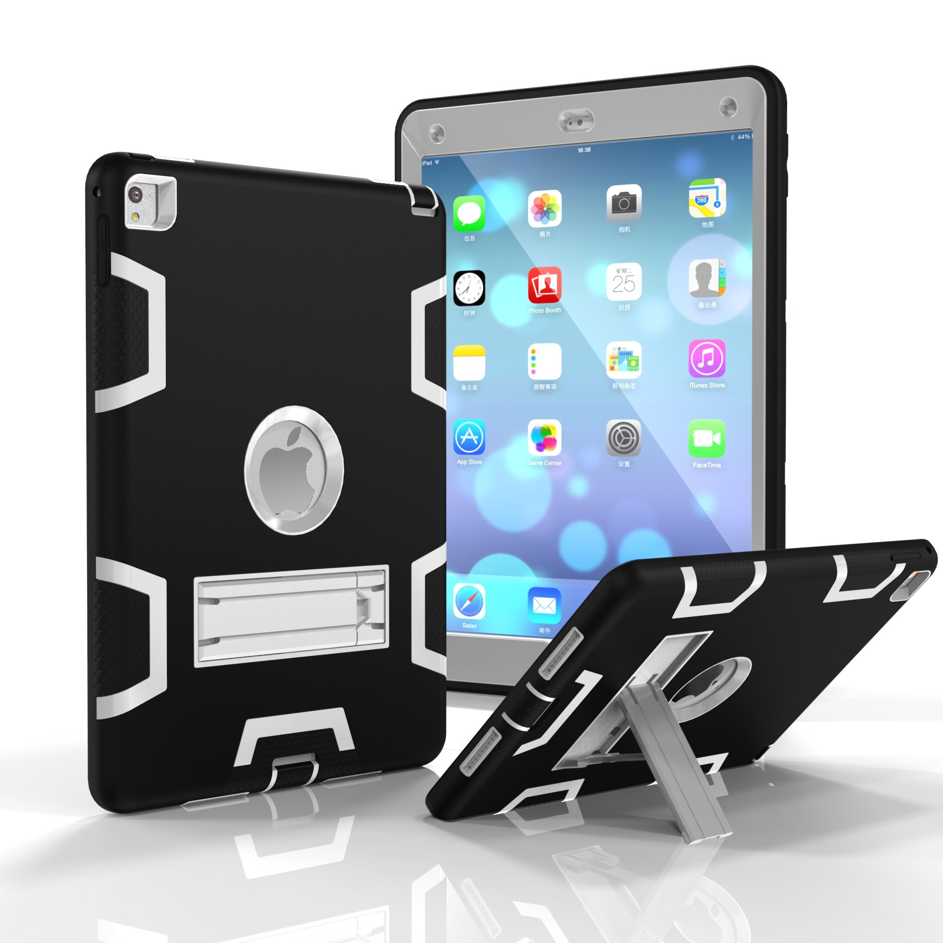 Premium Shockproof iPad Air 2/iPad 6 Case - Heavy Duty Hybrid Protective Cover with Kickstand, 3-Layer PC & Silicone Armor for Apple iPad Air 2/6th Gen (2014 Model) - Perfect for Travel, Work & Outdoor Adventures