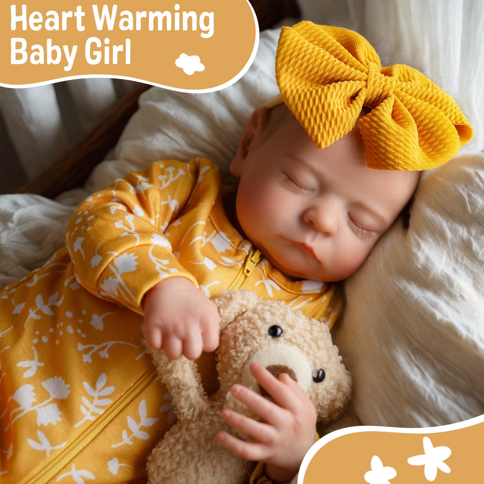 Lifelike Reborn Baby Doll 20 Inch Realistic Newborn Girl Doll - Soft Vinyl Full Body with Outfit & Toy Accessories - Perfect Gift for Kids Age 3+ | Role Play, Collectible Display & Therapy Companion