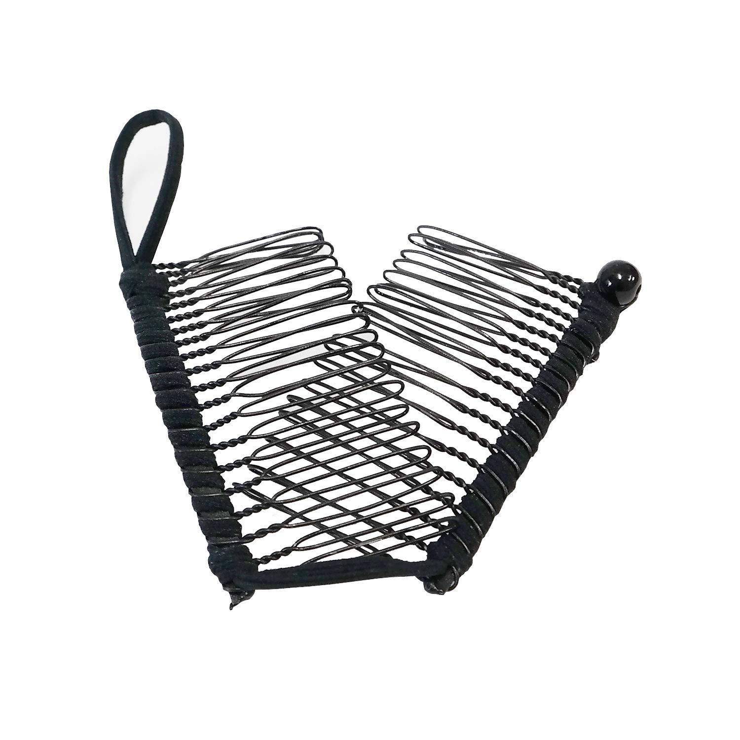 GETAGOTA Banana Hair Clips for Women - Adjustable Stretch Ponytail Holders with Double Combs for Thick, Curly & Heavy Hair - Hair Grip Styling Tool (20 Teeth, Black) - Perfect for Workouts, Office & Everyday Hairstyles