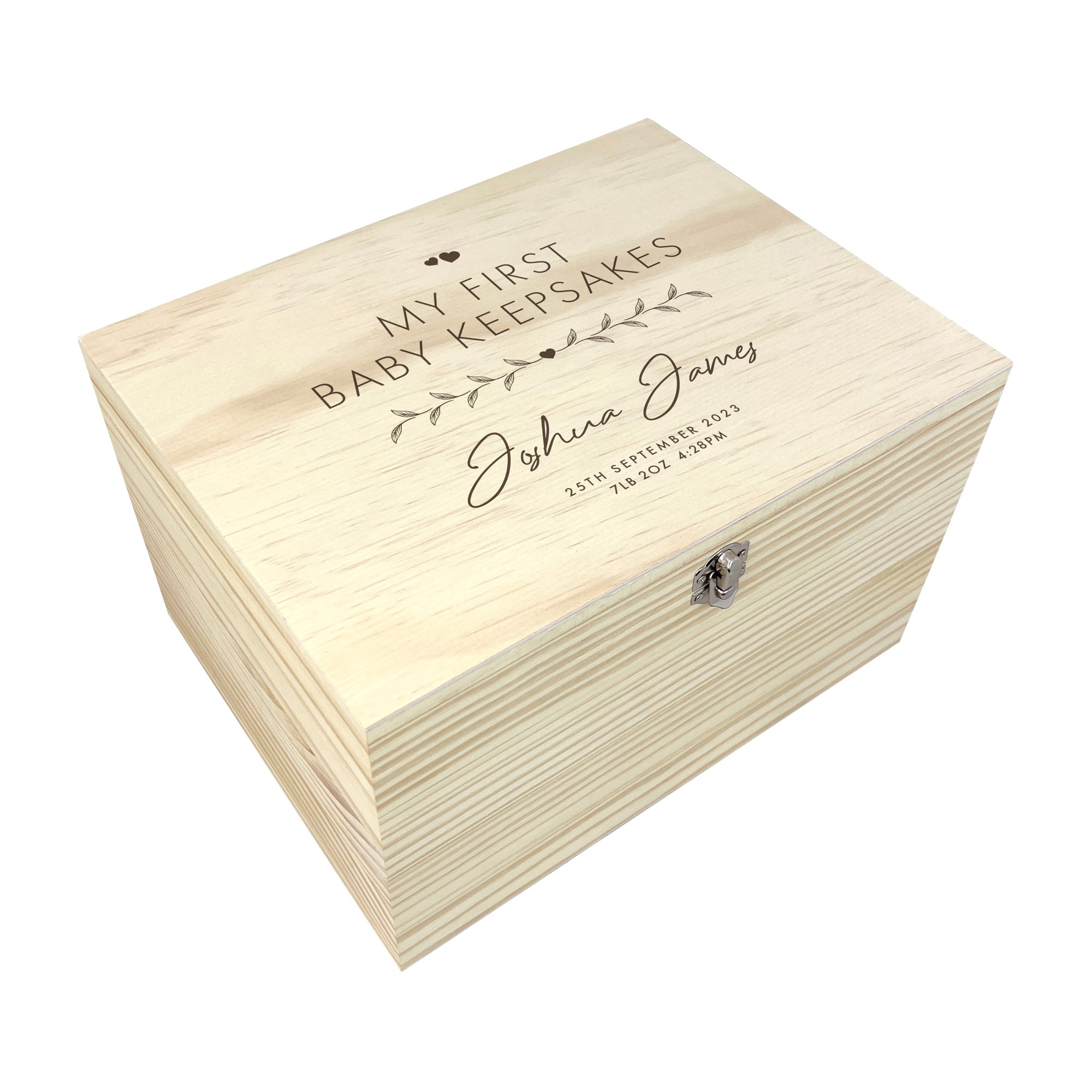 Personalized Pine Wood Memory Keepsake Box - Custom Engraved Gift for Anniversary, Wedding & Baby - 5 Sizes (16cm, 20cm, 26cm, 30cm, 36cm) - Perfect for Jewelry Storage, Photo Albums & Sentimental Treasures