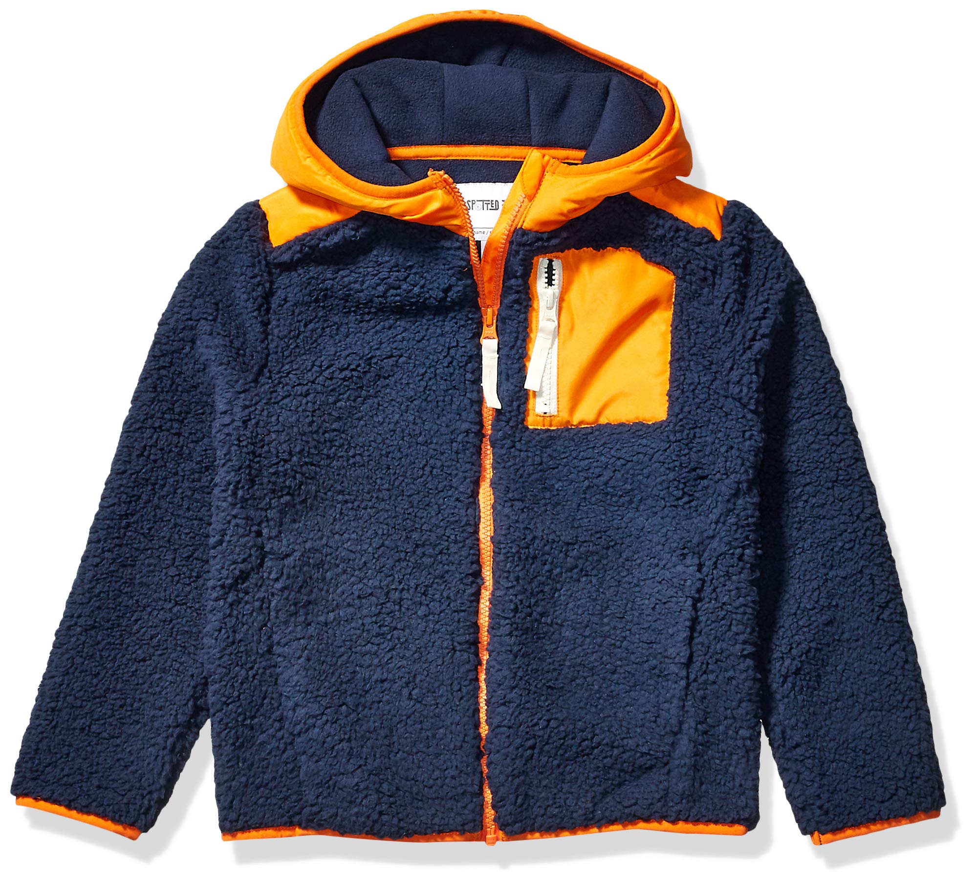 Spotted Zebra Boys' Hooded Sherpa Fleece Jacket - Warm Winter Coat for Kids, Soft & Cozy Outerwear - Perfect for School, Playdates & Outdoor Adventures