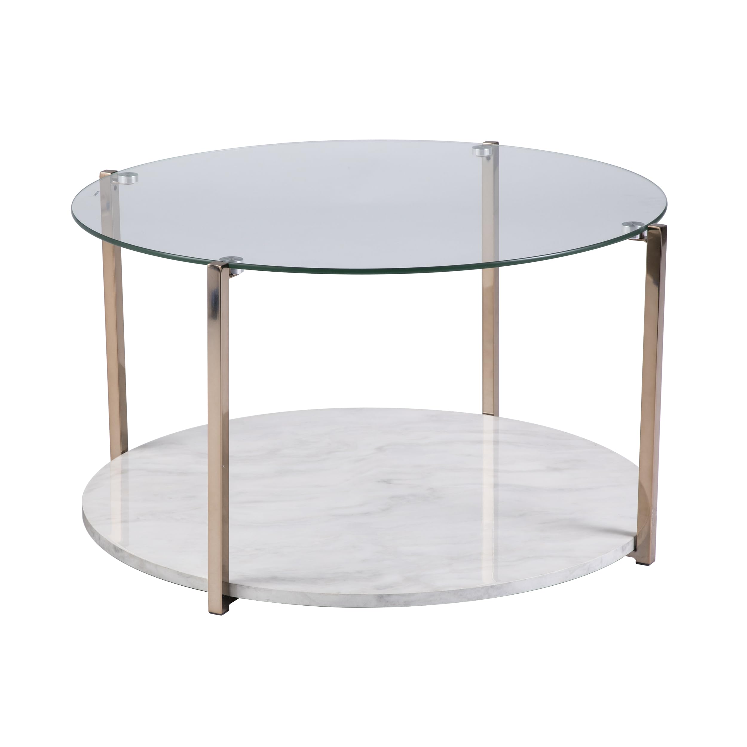 Southern Enterprises Avenida Cocktail Table in Gold - Modern Round Coffee Table for Living Room, Lounge & Patio Decor