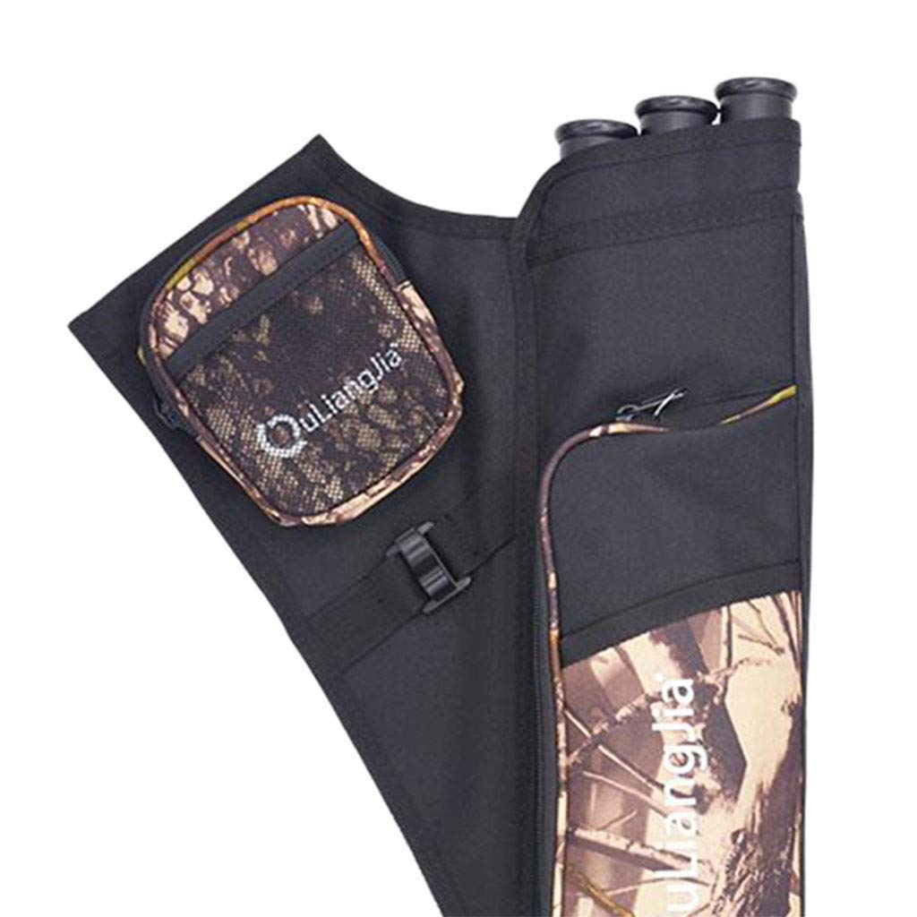 3-Tube Adjustable Hip Quiver Waist Archery Carry Bag with Pockets - Camouflage & Other Colors - Perfect for Hunting, Target Practice & Outdoor Archery
