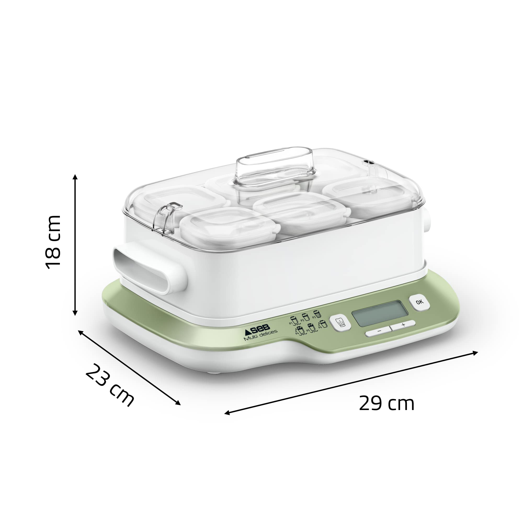 SEB Yogurt Maker 6 Pots - Multi Delices Express & Vegetal Yogurt Maker with 6 Glass Jars for Homemade Yogurt - Perfect for Healthy Snacks, Breakfast, and Vegan Diets