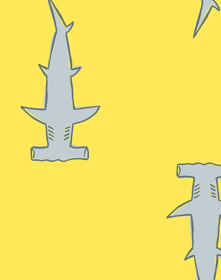 Hammerheads Wallpaper by Tea Collection - Yellow Tropical Shark Design for Kids Room & Nursery Decor