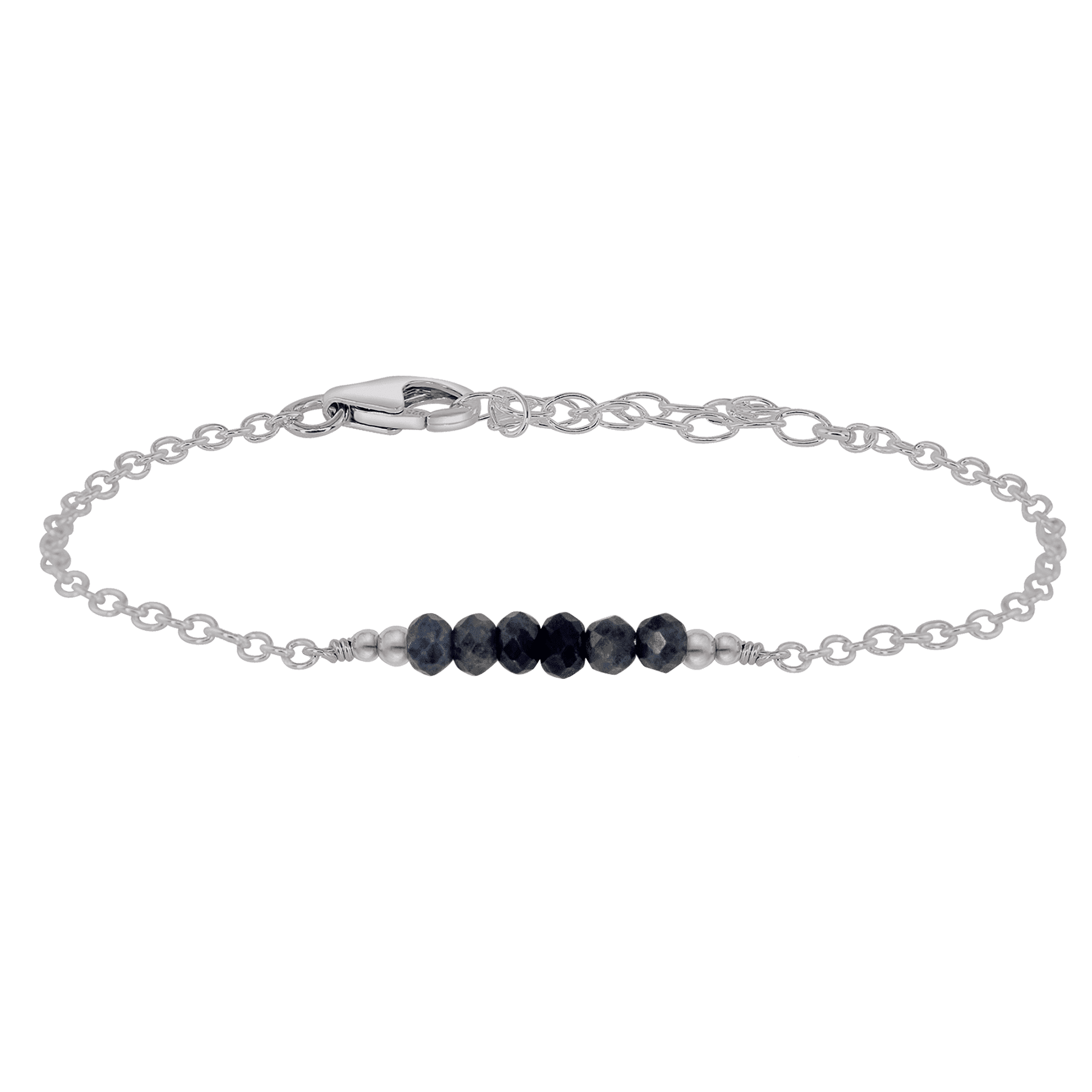 Sparkling Sapphire Gemstone Faceted Bead Bar Bracelet for Women - Elegant Handmade Jewelry Gift for Birthday, Anniversary & Special Occasions