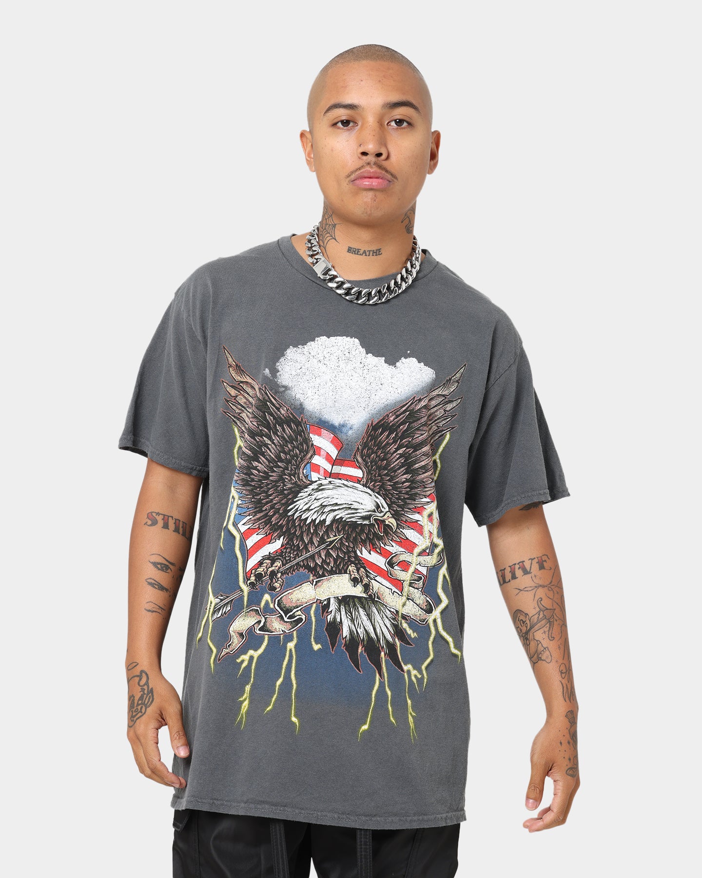 American Thrift Patriot Storm T-Shirt - Off Black | Vintage Patriotic Graphic Tee for Men & Women | Perfect for 4th of July, Veterans Day & Casual Outfits