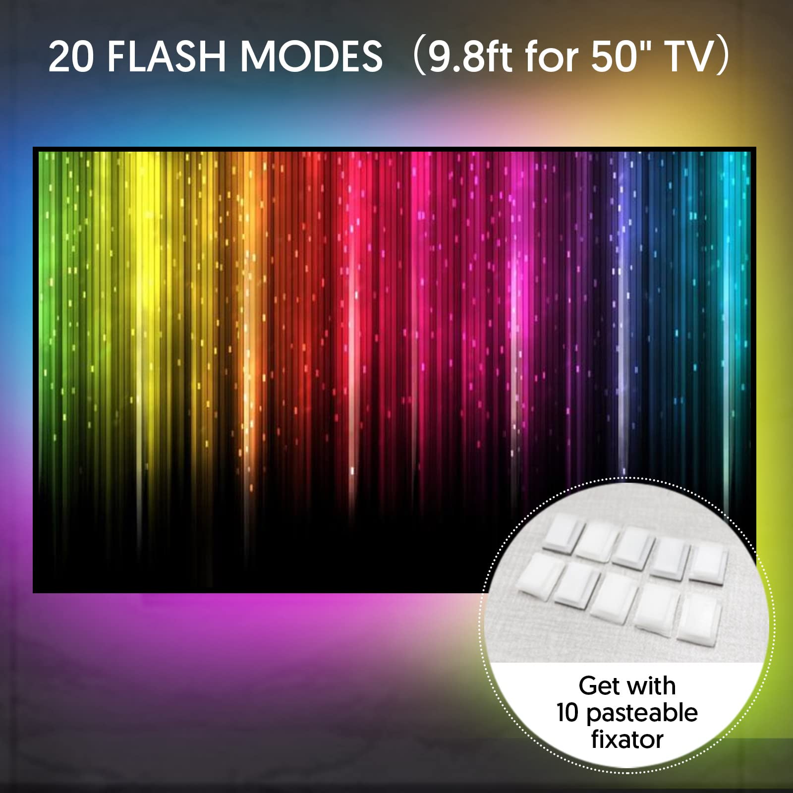 Smart LED TV Backlight - 9.8ft USB Fairy Lights with Remote, 16 Million Colors, Dimmable 30 LEDs for 40-55 Inch TVs | Perfect for Gaming Setup, Home Theater & Ambient Lighting