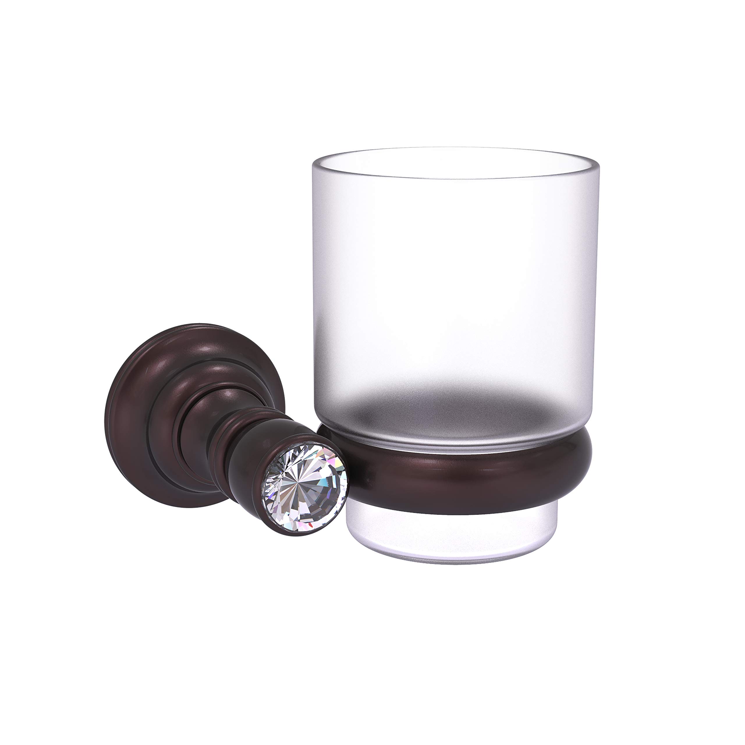 Allied Brass Carolina Crystal Collection Wall Mounted Tumbler Toothbrush Holder in Antique Bronze - Bathroom Organizer for Toothbrushes, Cups & Essentials | Rust-Resistant, Space-Saving Design for Homes, Apartments & Dorms