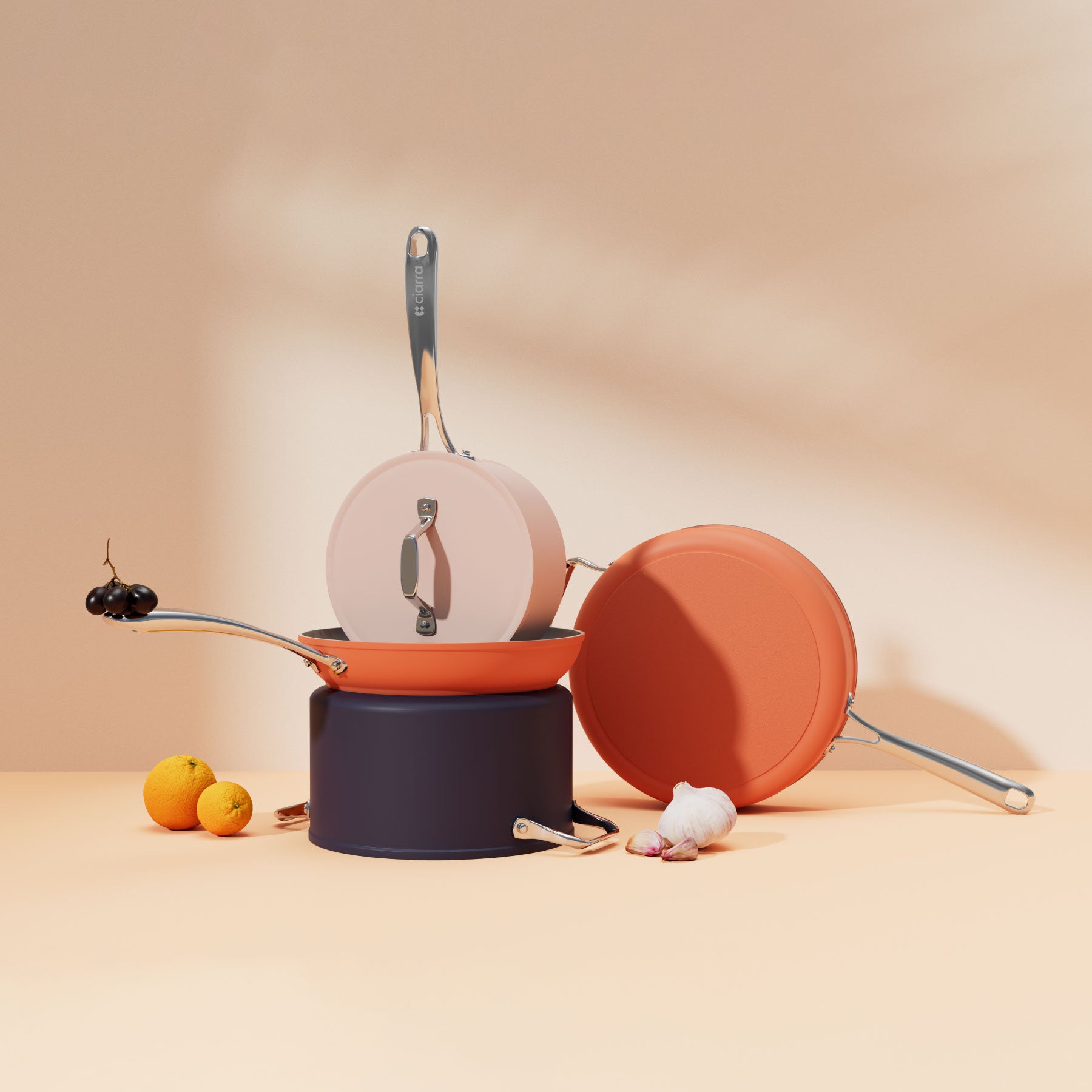 Ciarra Beyond 10.2 Inch Nonstick Ceramic Frying Pan - Healthy Cooking, Easy Clean | Perfect for Sauteing, Frying & Omelets | Sakura Candy Design