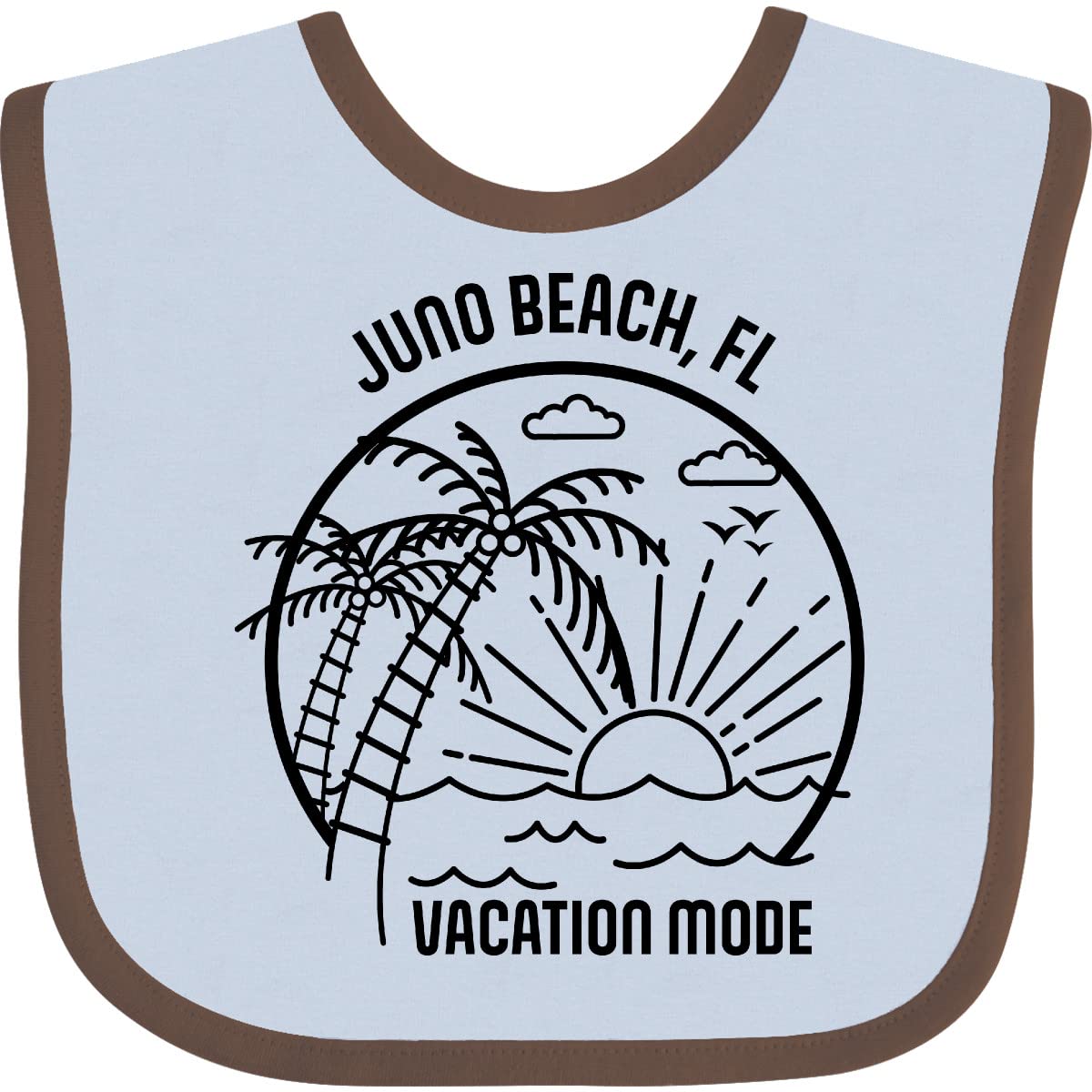 Inktastic Summer Vacation Mode Juno Beach Florida Baby Bib - Soft Cotton Drool Bib for Infants & Toddlers - Perfect for Beach Trips, Travel, and Everyday Use