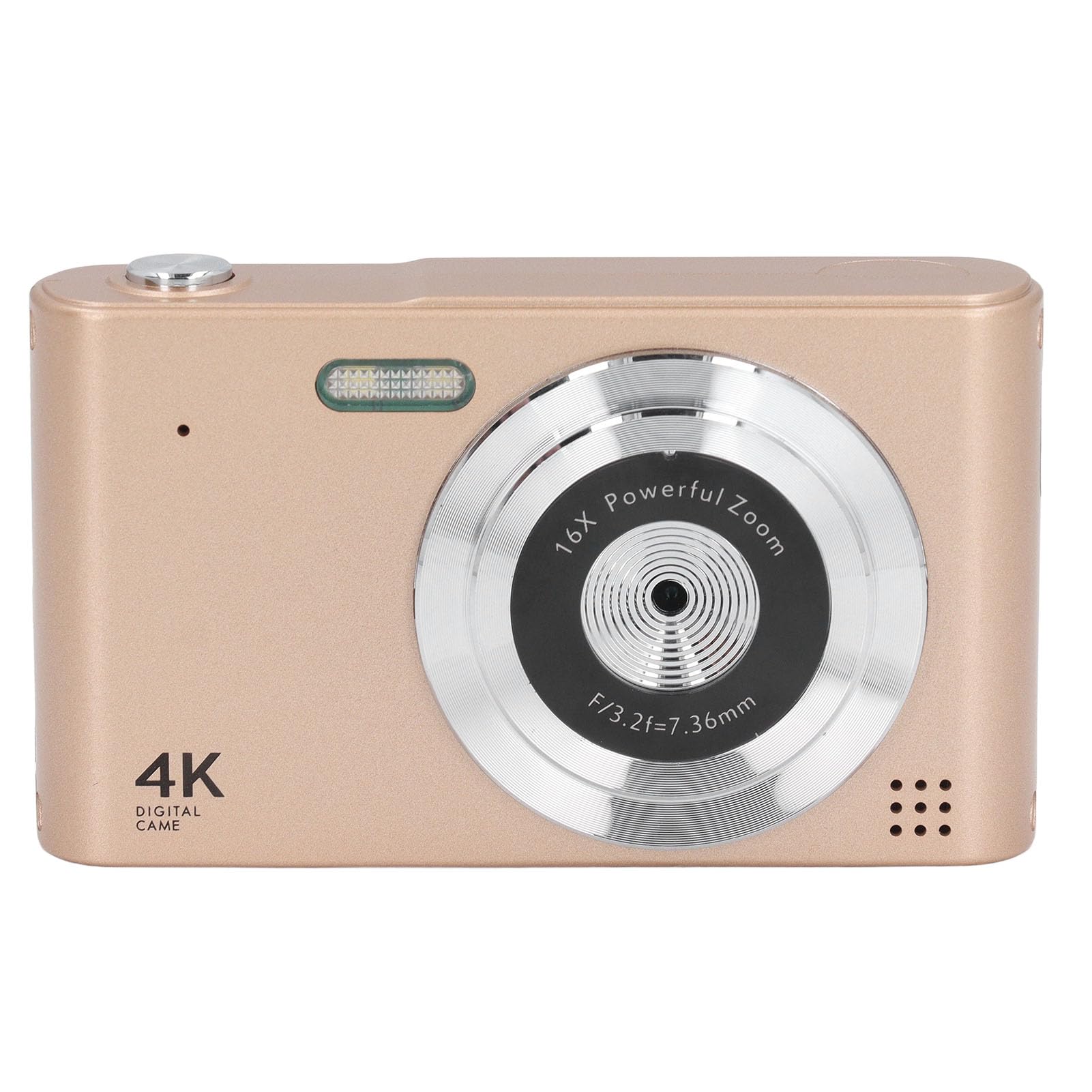 4K 48MP Digital Camera with 16X Zoom - Compact Travel & Vlogging Camera for Photography & Selfies (Gold)