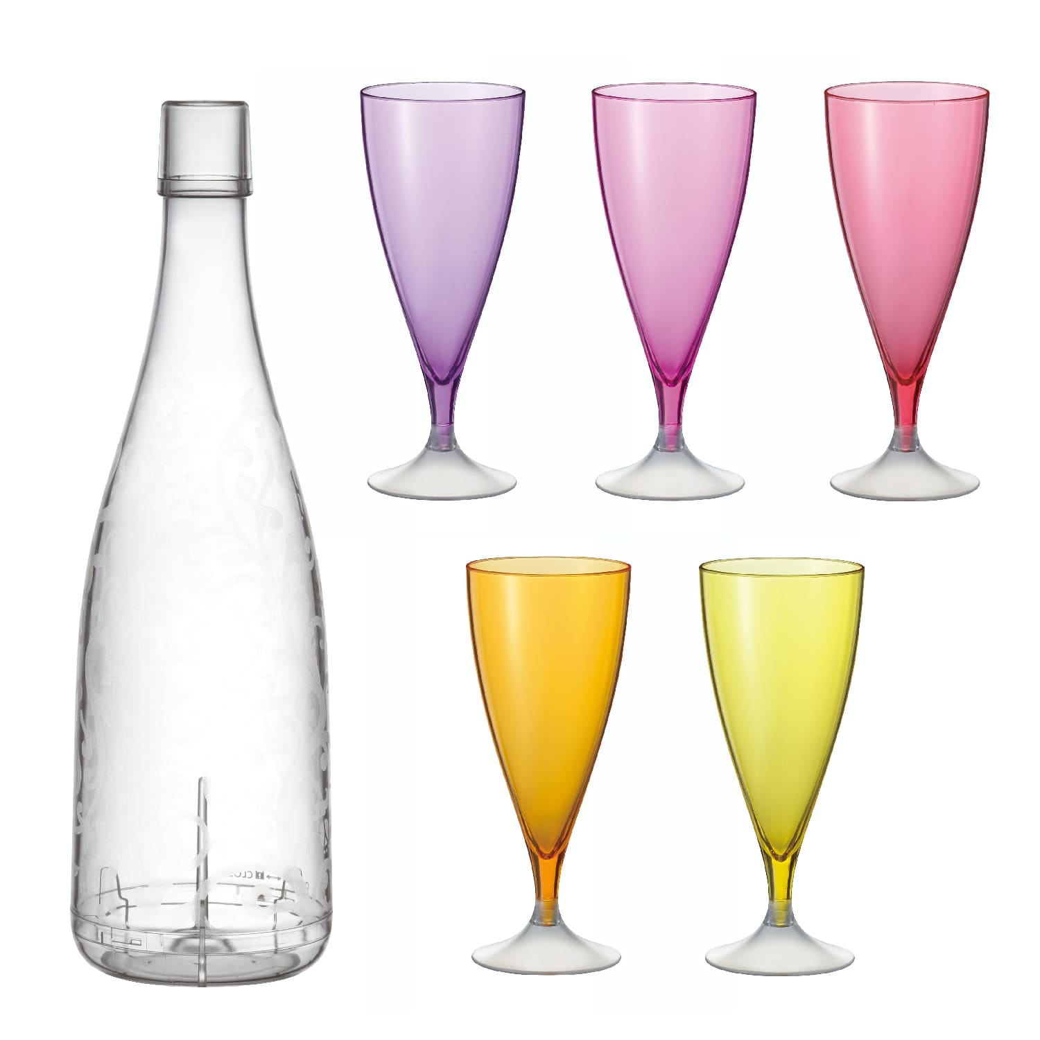 Akebono Premium 5-Piece Champagne Glass Set - Elegant Crystal Flutes for Weddings, Parties & Celebrations