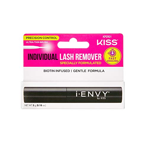 KISS i-ENVY Individual Lash Adhesive Remover with Ultra Thin Brush - 5g Fast Dissolving, Biotin Infused - Perfect for Lash Extensions & DIY Eyelash Removal at Home