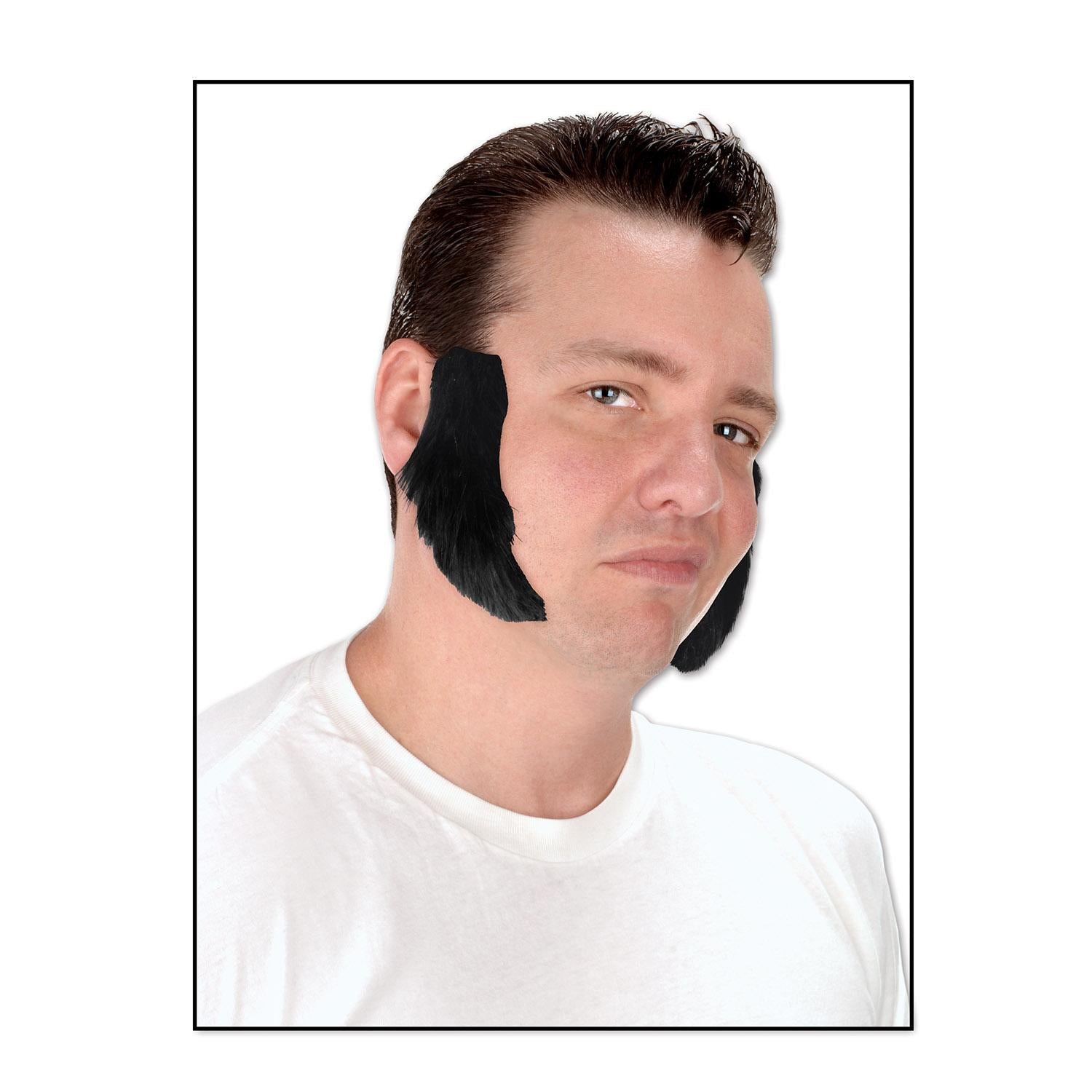 12 Pair Beistle Black Sideburns - Fake Mustache for Costume, Cosplay, Halloween & Themed Parties
