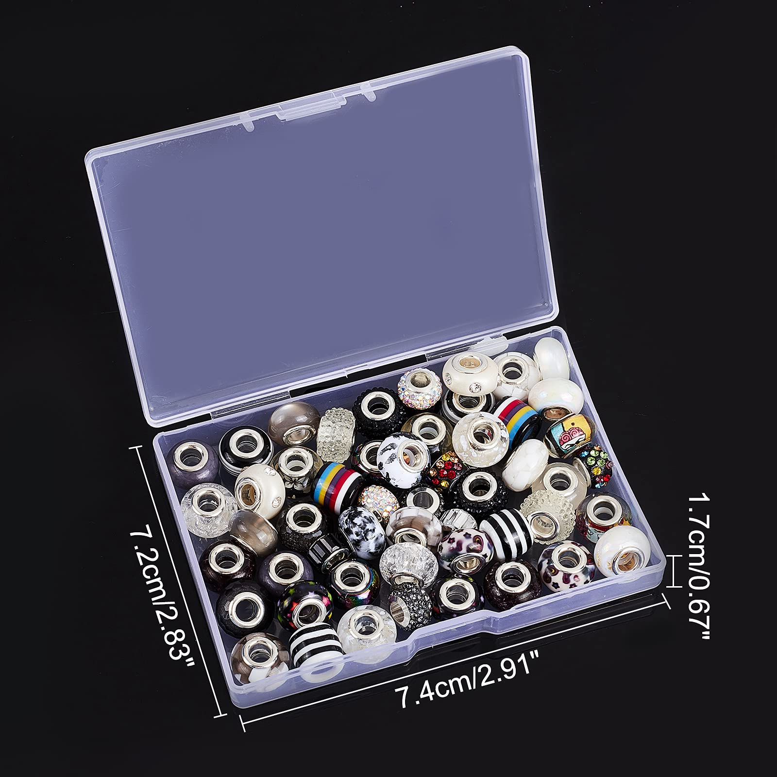 NBEADS 54 Pcs Mixed Style European Beads - Large Hole Acrylic Rhinestone Beads for DIY Jewelry Making, Bracelets & Necklaces - Perfect for Crafting, Gift Making and Fashion Accessories