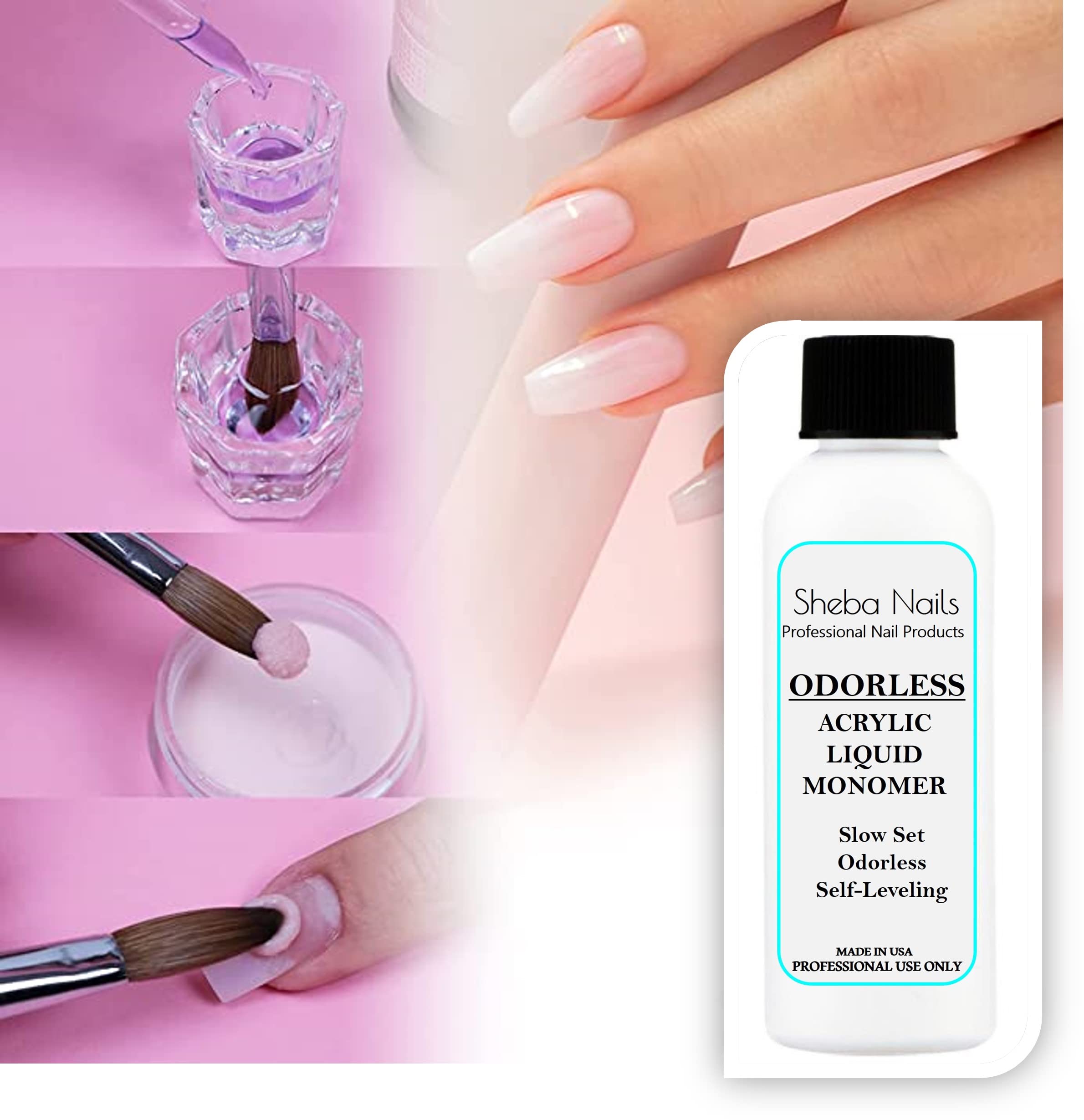SHEBA NAILS Professional Odorless Acrylic Nail Kit for State Board Exams - Complete Starter Set for Salon & Home Manicures