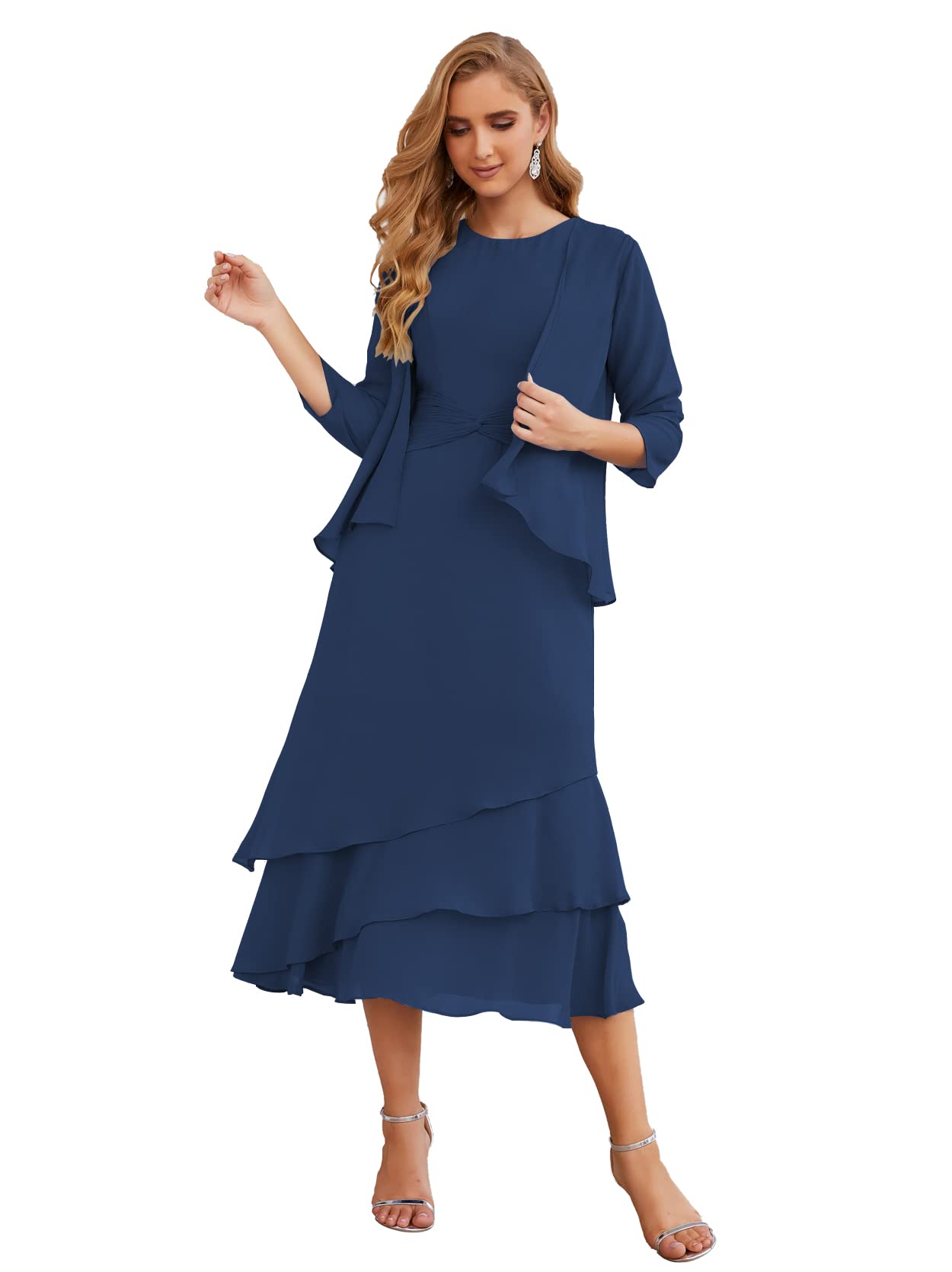 Elegant Navy Chiffon Mother of The Bride Dress Plus Size 6 - Formal Prom Gown for Women | Perfect for Weddings, Parties & Special Occasions