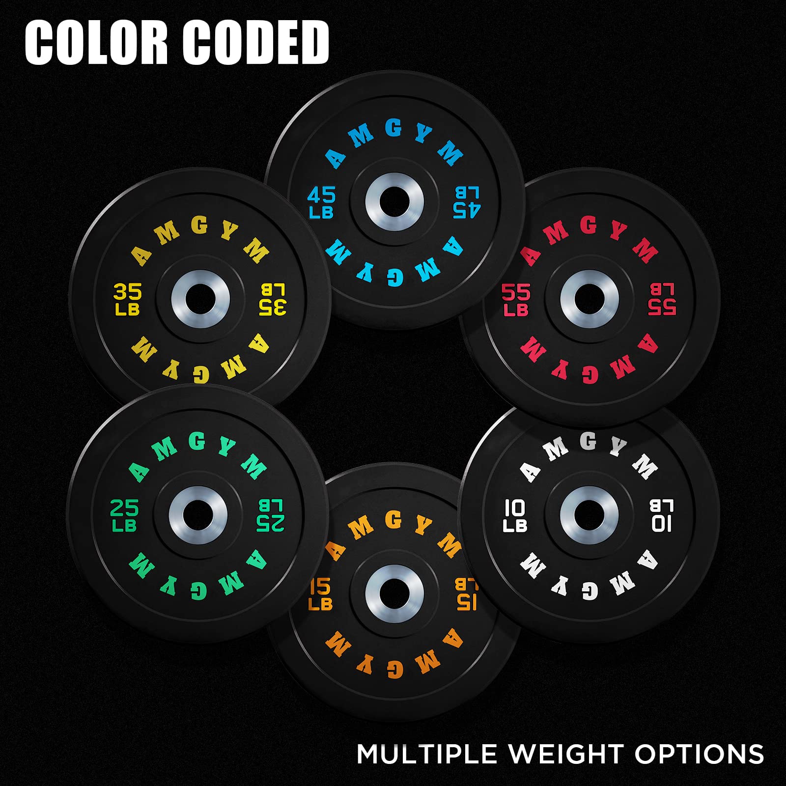 Olympic Bumper Plates 10 LB Pair - 2-inch Thick Color Coded Weight Plates with Steel Hub - High Density Rubber Gym Weights for CrossFit, Powerlifting & Home Workouts