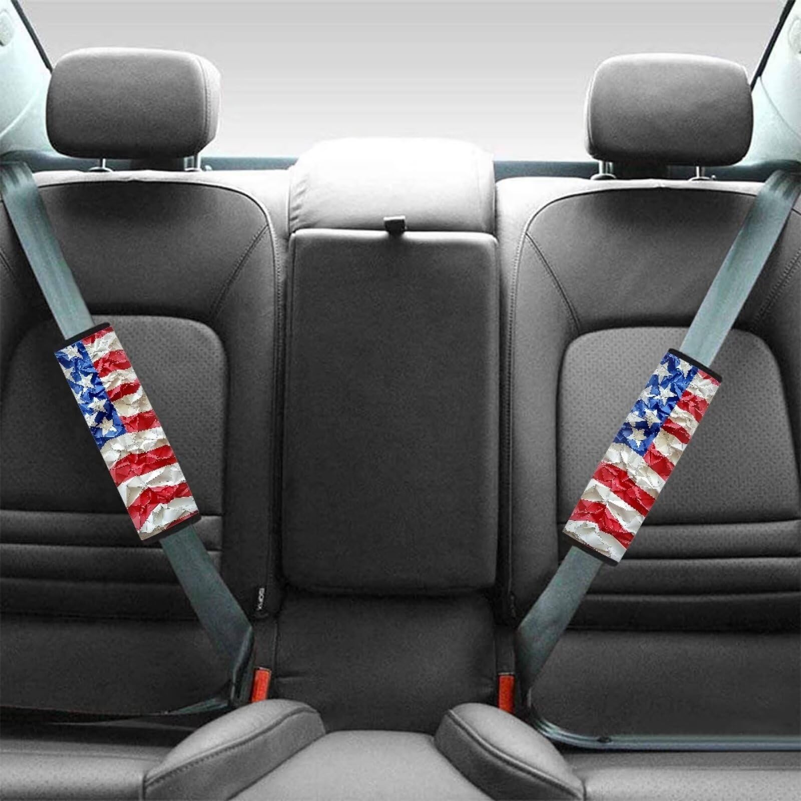 American Flag Car Seat Belt Pads Cover - 2 Pcs Set Shoulder Strap Protectors for Comfort & Safety | Durable Seat Belt Covers for Cars, Trucks & SUVs | Perfect for Road Trips, Commuting & Patriotic Decor