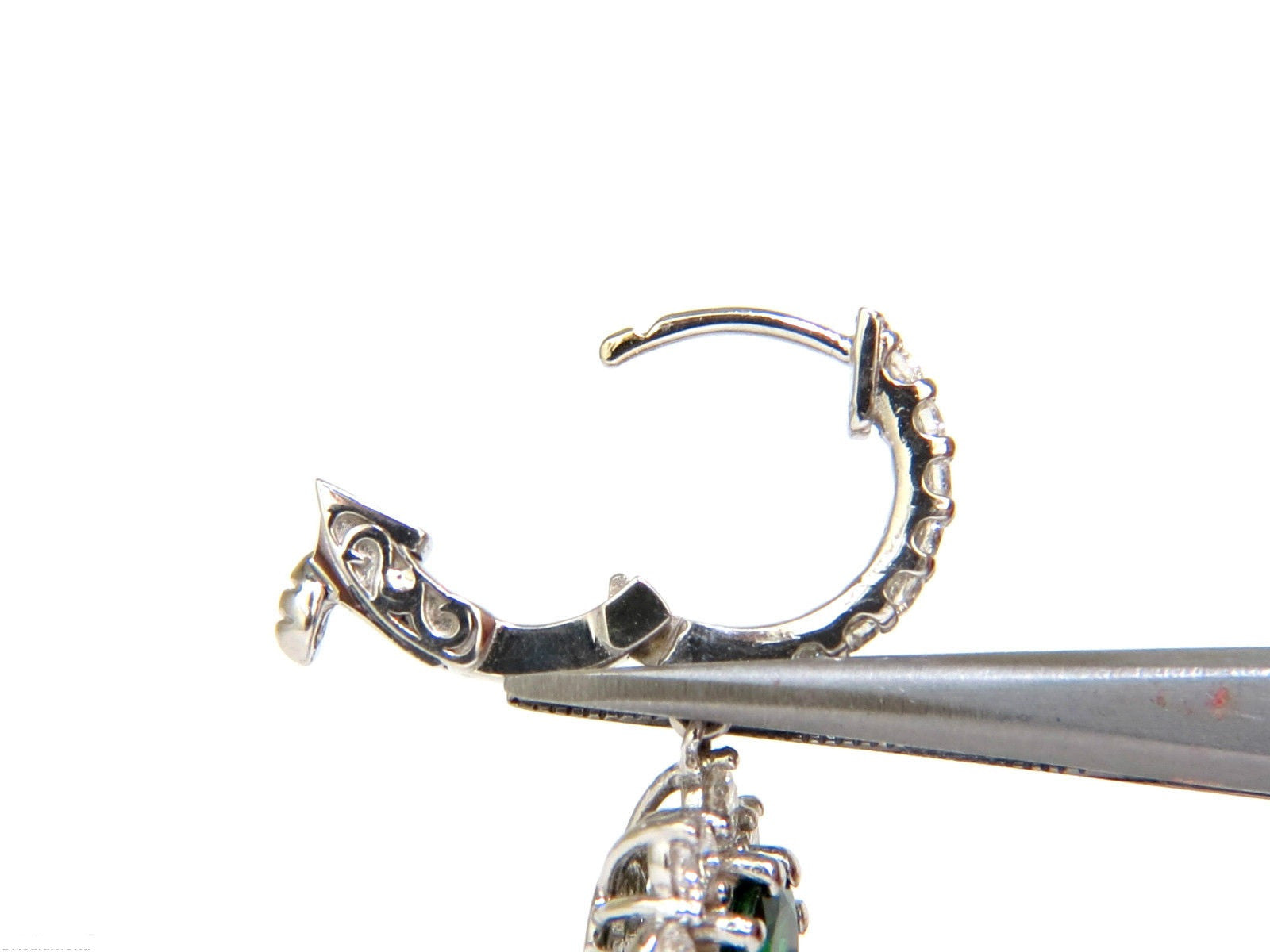 2.88CT Natural Fine Gem Tsavorite Diamond Dangle Hoop Earrings in 14K Gold (G/VS) - Elegant Jewelry for Parties, Weddings & Special Occasions
