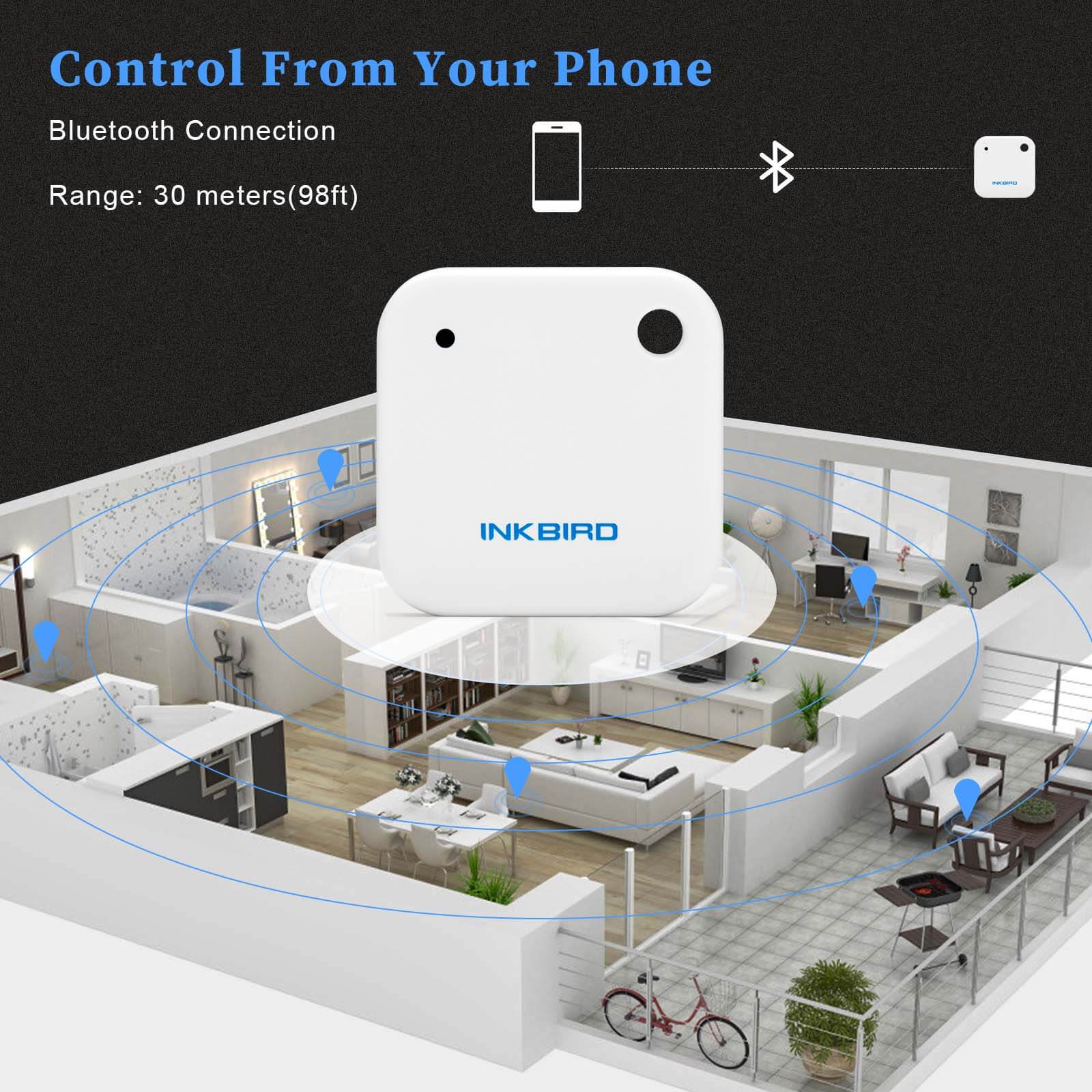 Wireless Bluetooth Temperature and Humidity Sensor IBS TH2 - Monitor Indoor Climate for Home, Office, and Greenhouse Use
