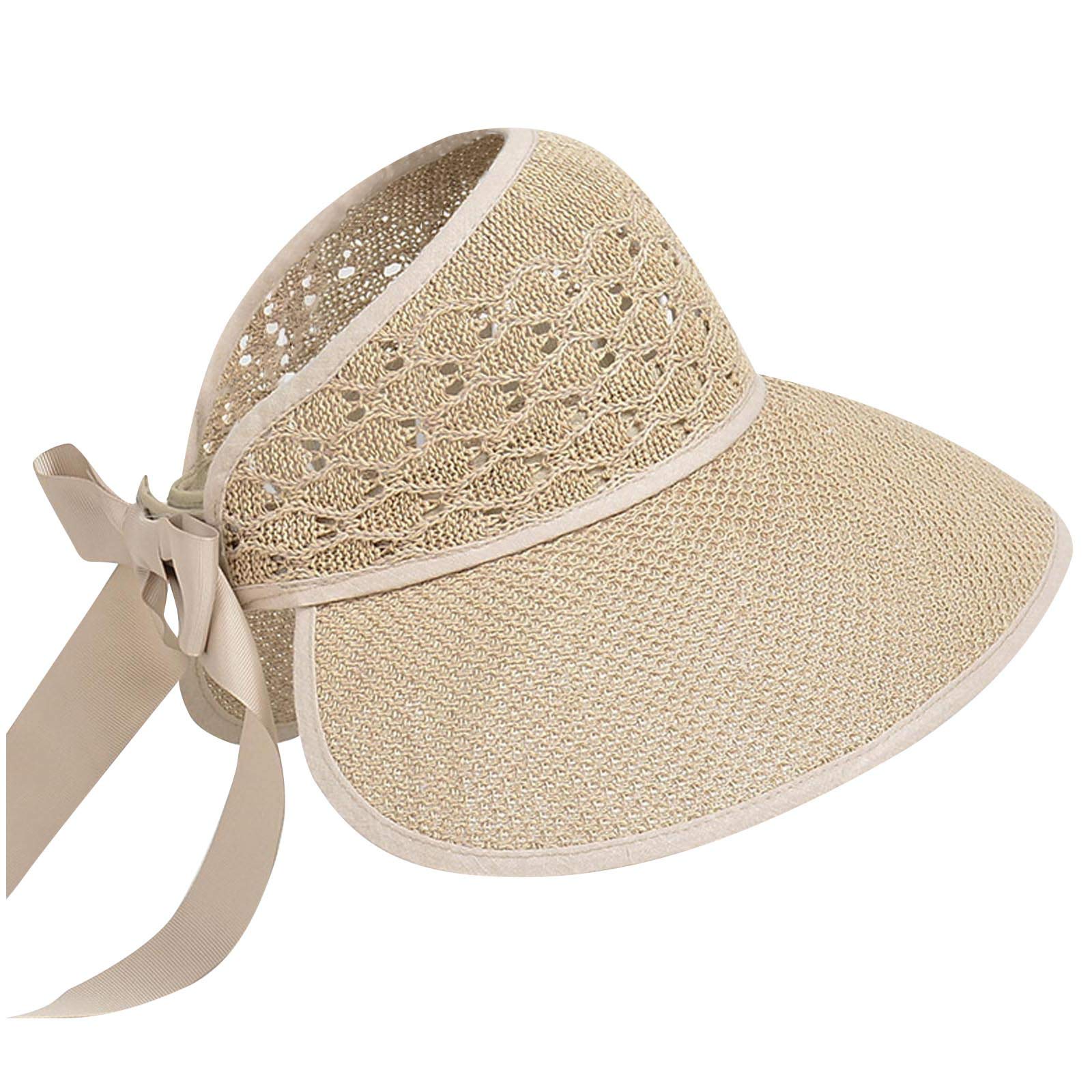 Uqiangy Summer Women's Woven Straw Hat - Wide Brim Sun Hat with Bow Knot, Foldable Outdoor Beach Hat for Women - Perfect for Beach, Garden, and Summer Fashion Accessories