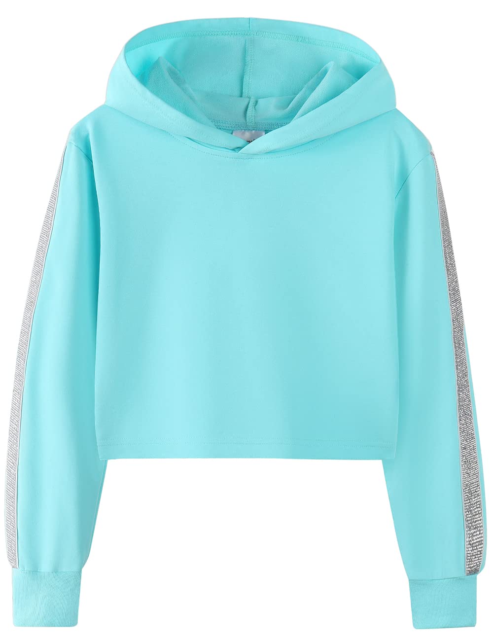 Noomelfish Girls Sparkle Long Sleeve Crop Top Hoodie Pullover Sweatshirt for Teens (5-14 Years) - Perfect for School, Parties & Casual Wear