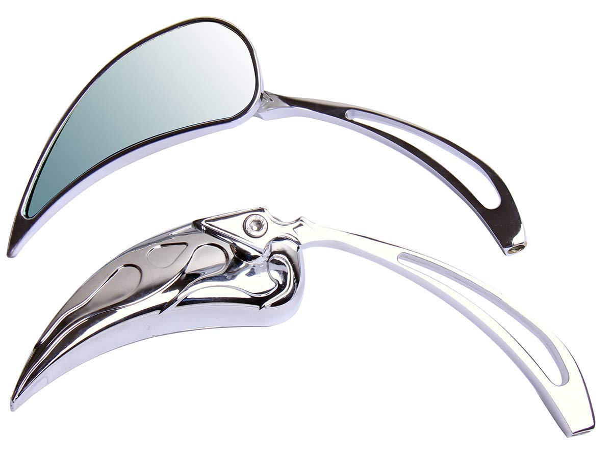 Chrome CNC Tear Drop Motorcycle Mirrors for Honda Stateline 1300 VT1300CR (2015) - Durable Rear View Mirrors for Cruiser Bikes - Perfect for Highway Riding and Urban Commuting