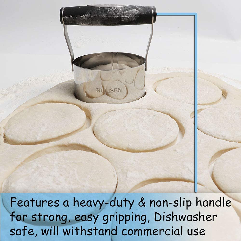 HULISEN 3.5 Inch Donut Cutter & Biscuit Cutter Set (2-Piece) with Soft Grip Handle - Stainless Steel Professional Baking Tools for Cookies, Pastries, Doughnuts - Includes Bonus 2 Mini Cookie Cutters - Perfect for Home Bakers, Bakeries & Gift Giving