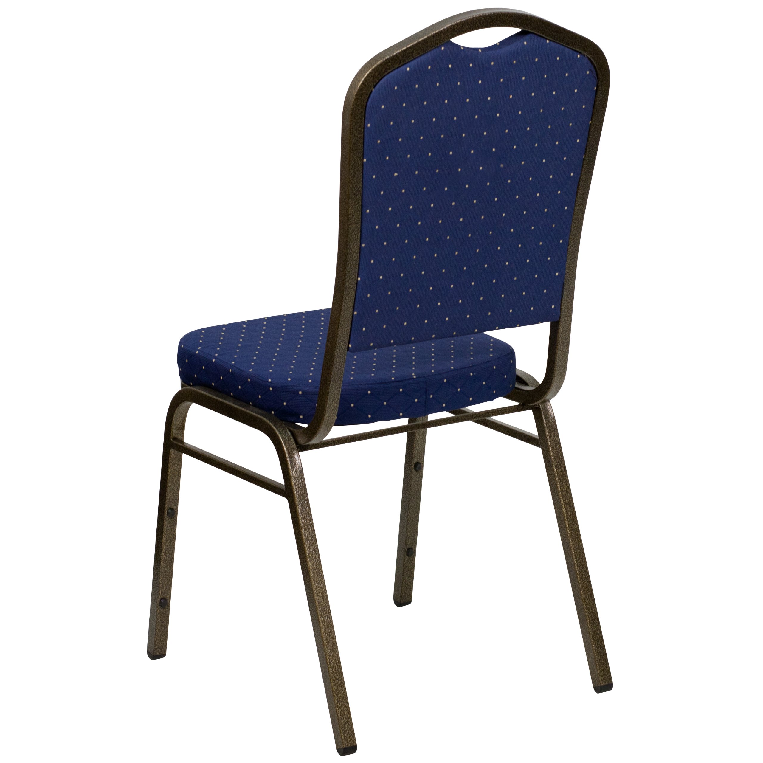 Flash Furniture 4-Pack HERCULES Series Navy Blue Dot Pattern Stacking Banquet Chairs with Gold Vein Frame - Heavy Duty Event & Wedding Seating for Indoor/Outdoor Use