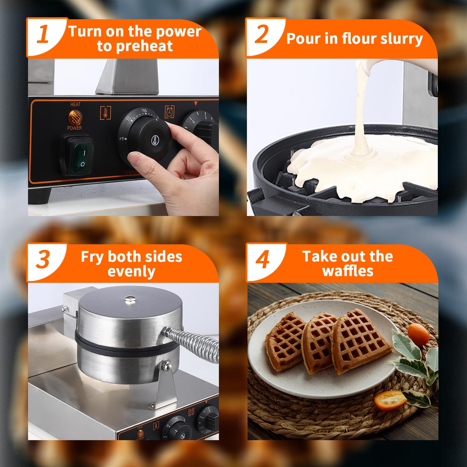 Litake 1200W Commercial Waffle Cone Maker - Stainless Steel Electric Ice Cream Cone Machine with 8.3” Non-Stick Baking Plate, Adjustable Temperature & Timer - Perfect for Restaurants, Cafes, Ice Cream Shops & Home Bakeries