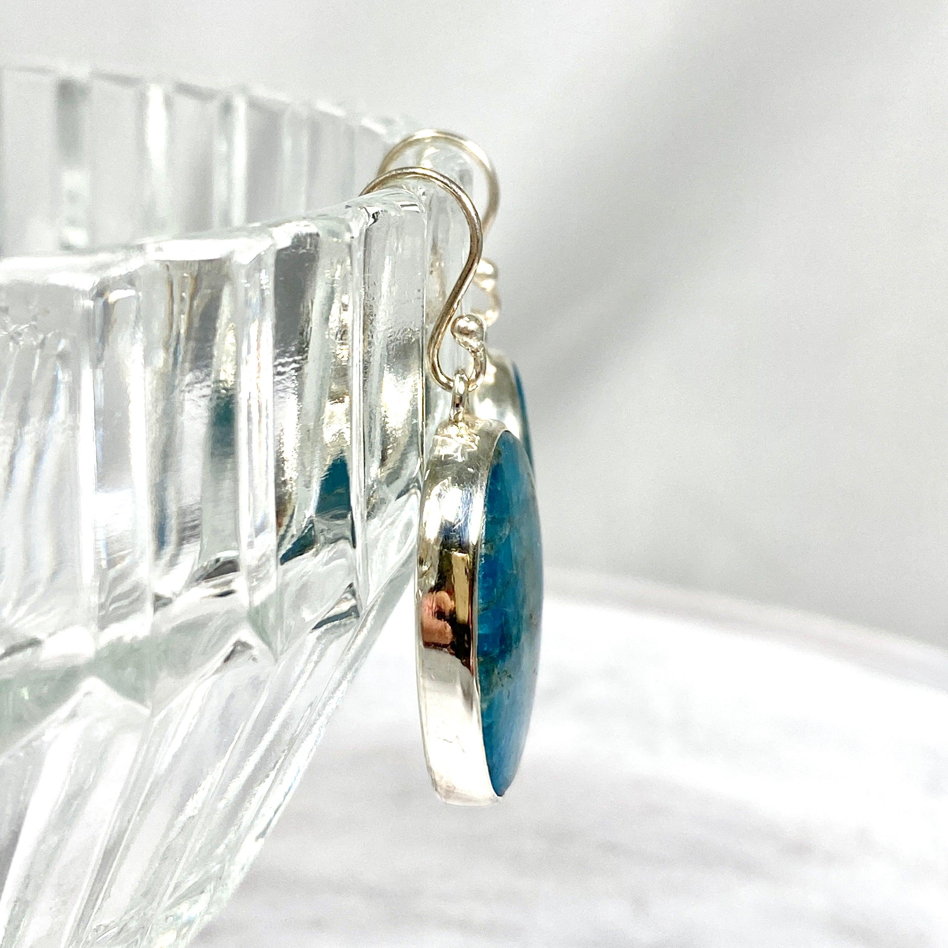 Blue Apatite Oval Earrings KEGJ1097 - Elegant Gemstone Jewelry for Women, Perfect for Parties & Special Occasions