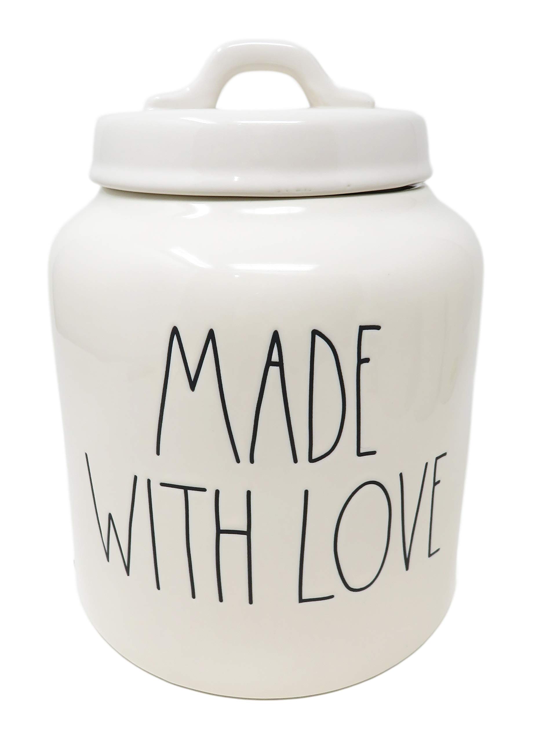 Rae Dunn by Magenta 'Made with Love' 8-Inch Ceramic Cookie Jar Canister - 2020 Limited Edition Collectible for Kitchen Storage & Home Decor