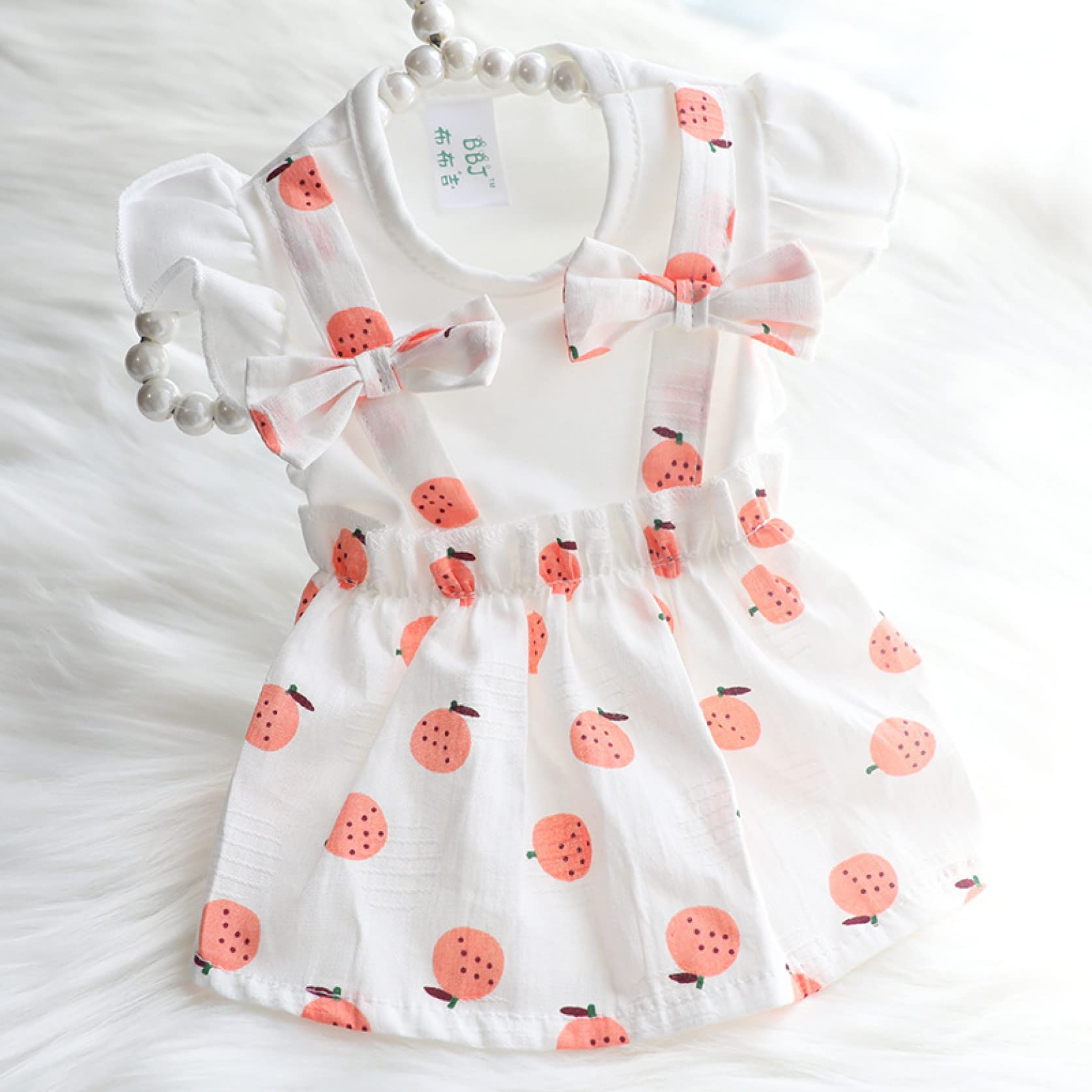 Strawberry Print Dog Dresses with Bow Knot - Cute Small Dog Clothes for Spring & Summer | Perfect for Puppy Parties, Outdoor Walks & Photo Shoots