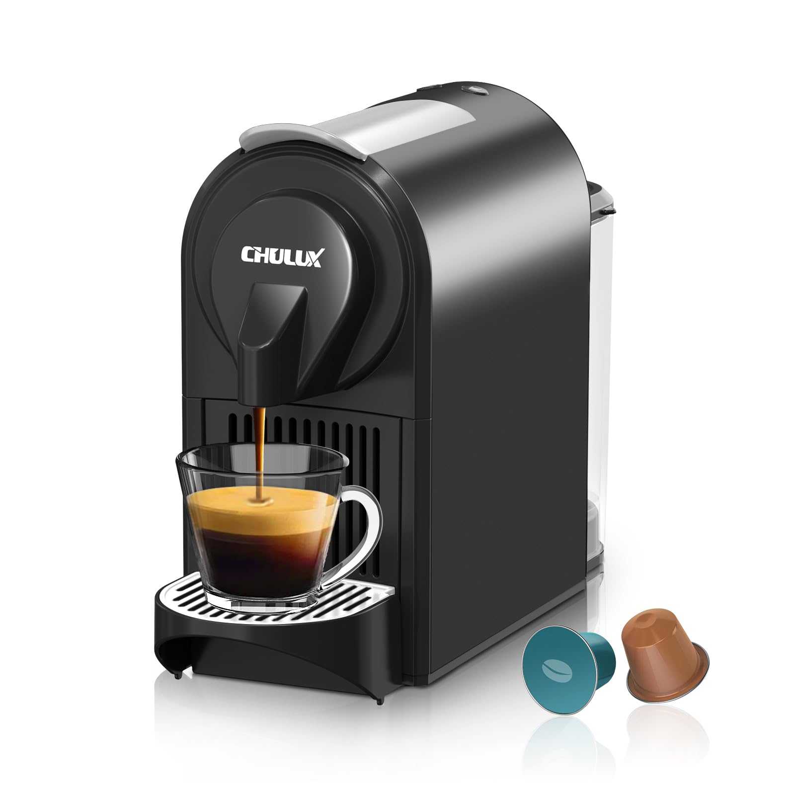 CHULUX Bafè-Pro Espresso Machine - Mini Single Serve Coffee Maker for Nespresso Original Capsules, 20 Bar Italian Pump for Home Espresso & Lungo - Perfect for Small Kitchens, Offices & Coffee Lovers (Black)