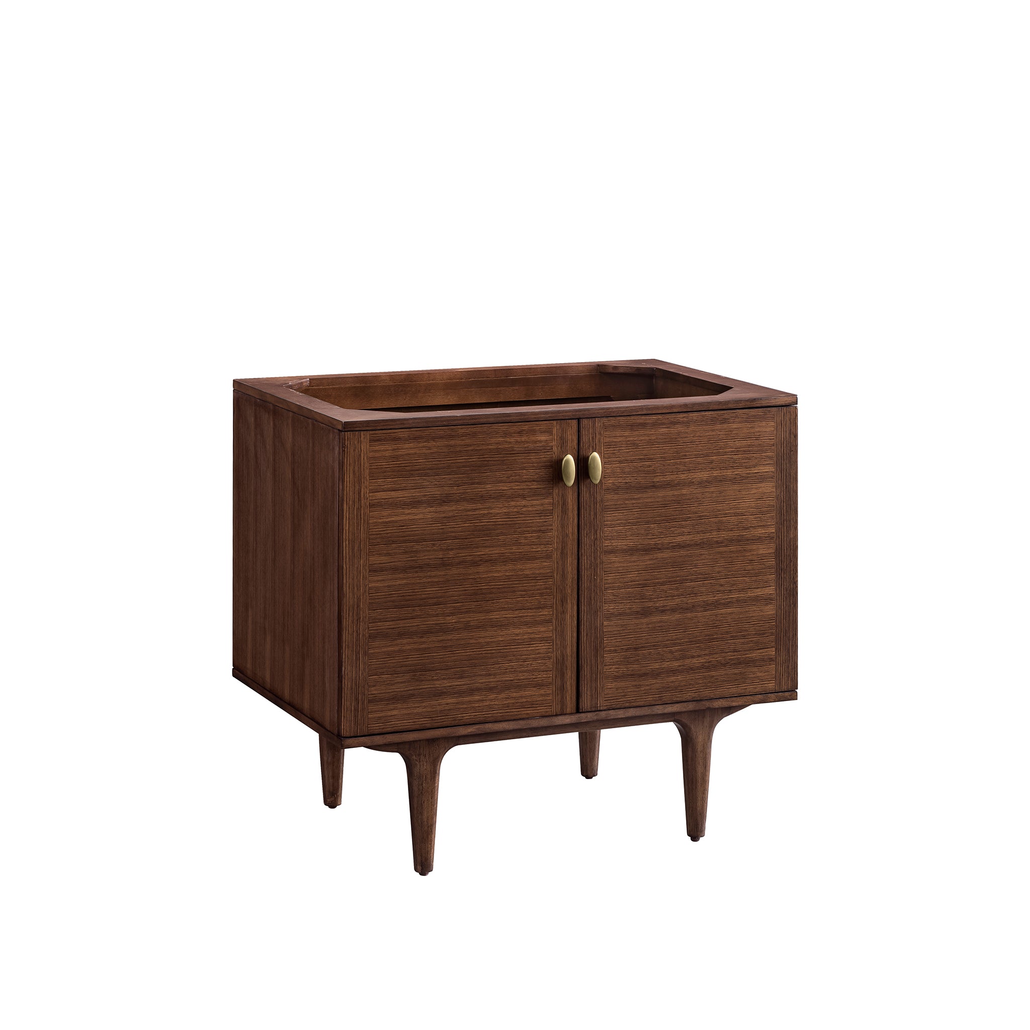 Amberly 36 Inch Single Bathroom Vanity - Mid Century Modern Walnut Wood Vanity with Sink for Small Bathrooms & Powder Rooms