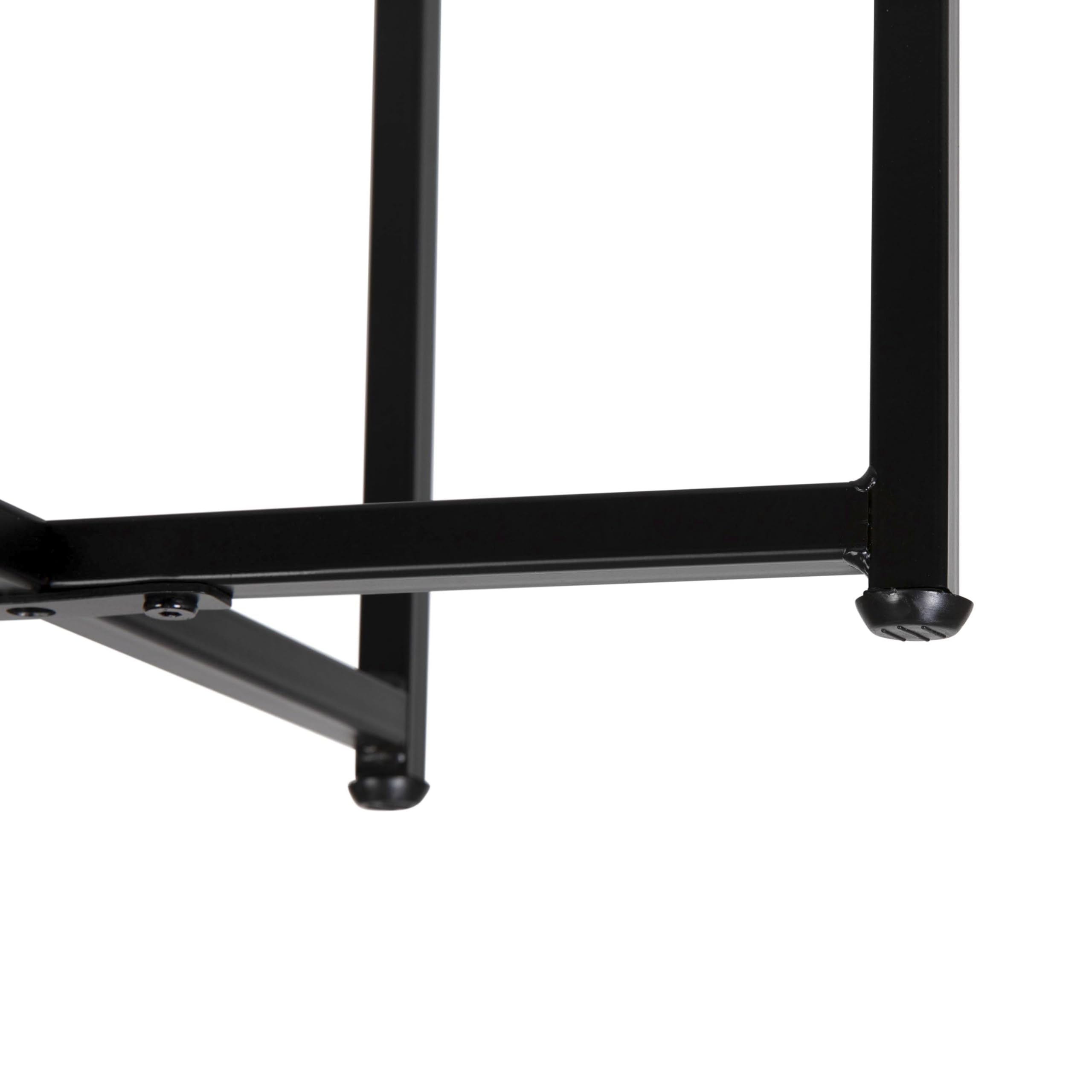EMMA + OLIVER White Marble Coffee Table with Crisscross Matte Black Metal Frame - Modern Living Room Center Table for Small Spaces, Apartments & Home Decor