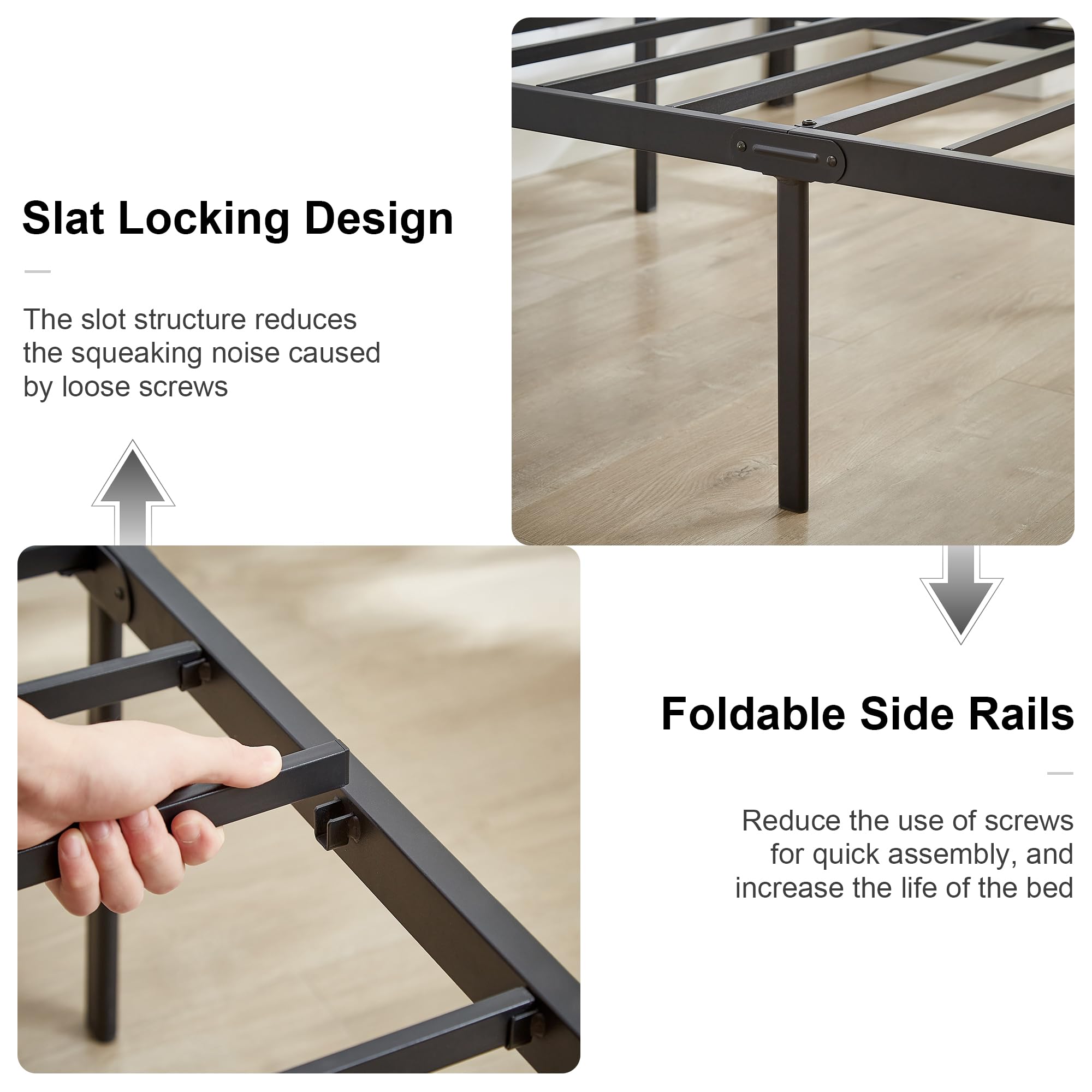 VECELO Twin Size Metal Platform Bed Frame with Headboard & Footboard - Heavy Duty Steel Slat Support, No Box Spring Needed - Easy Assembly, Black - Perfect for Kids Rooms, Guest Bedrooms & Small Spaces