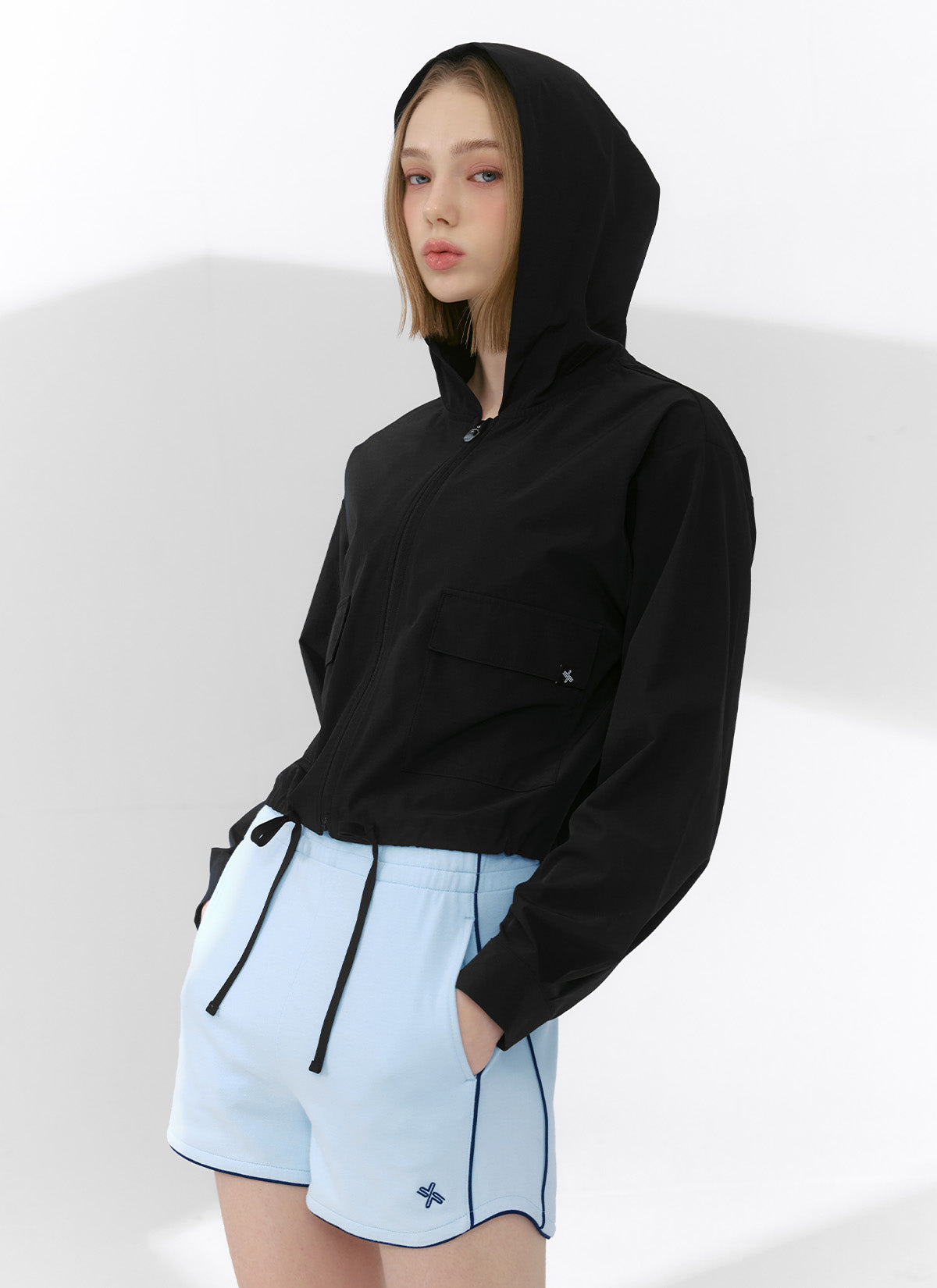 Lightweight Woven Hooded Crop Jacket for Women - Stylish Outerwear for Spring & Fall - Perfect for Casual Outings, Layering & Streetwear Fashion