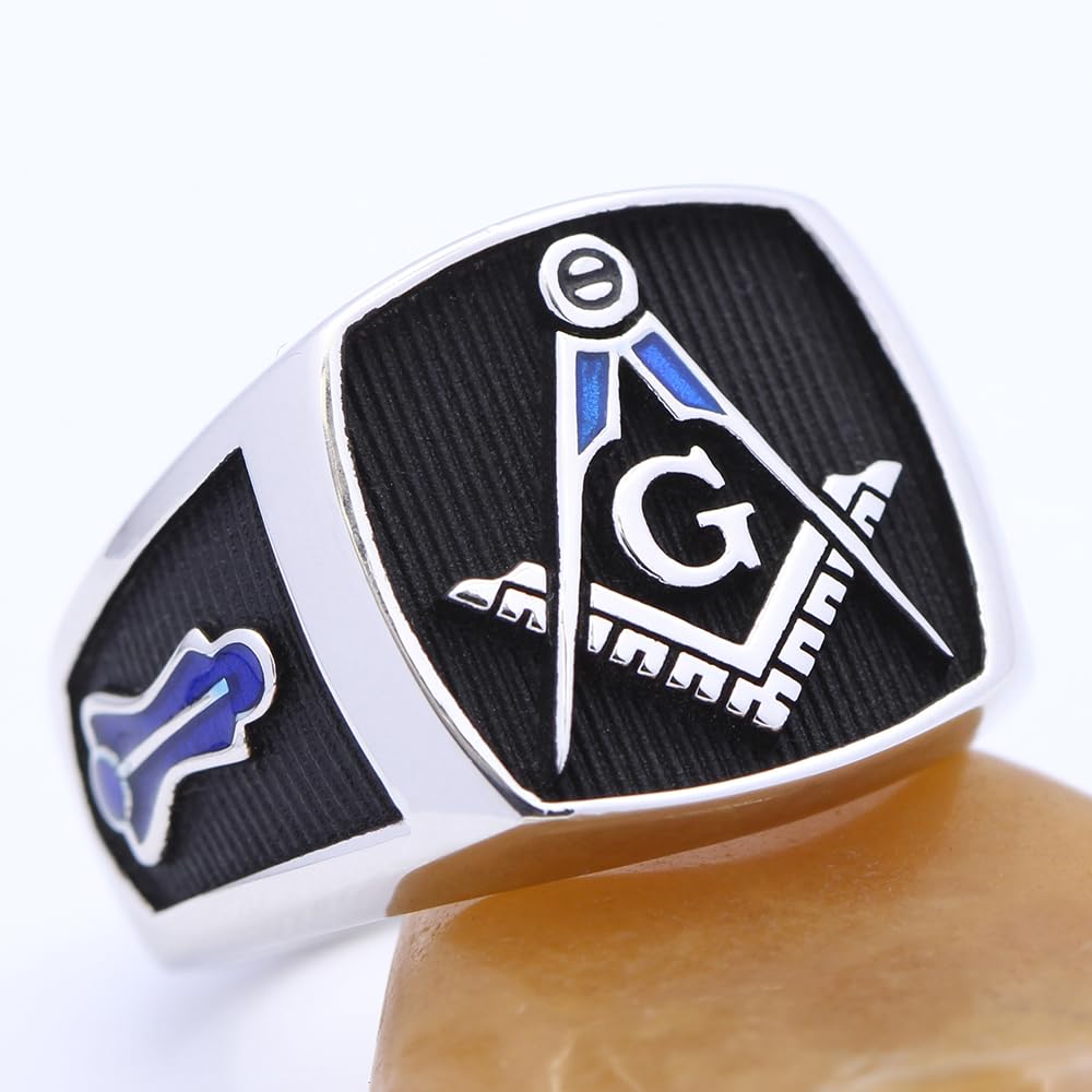 Freemasonry Rings for Men & Women - Sterling Silver Masonic Badge Rings, Custom Engraved, Anti-Tarnish & Durable (Set of 10) - Perfect for Lodge Meetings, Gifts & Masonic Events