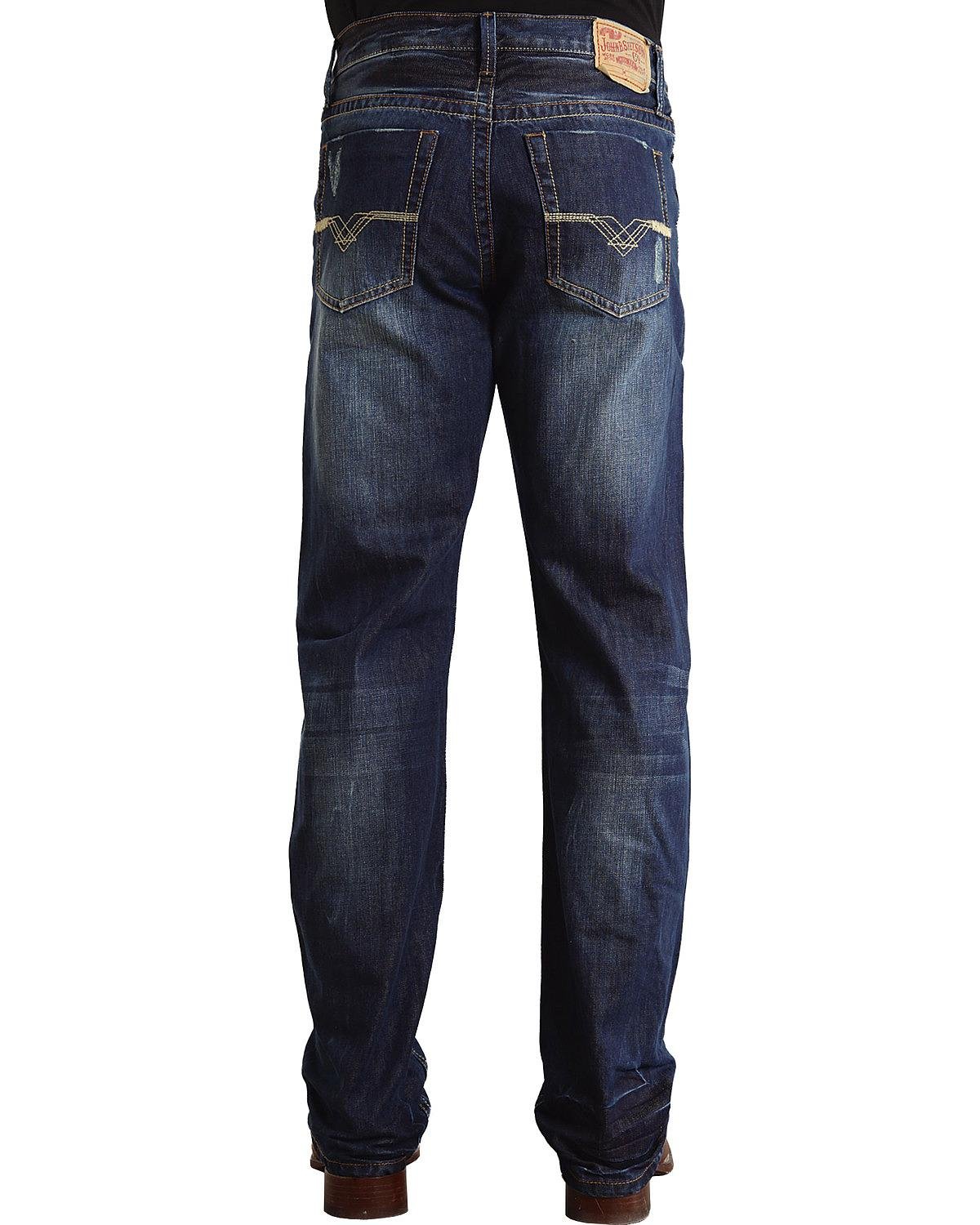 Stetson Men's Modern Straight Leg Jeans - Blue Denim, 40x32 Size | Comfortable Casual & Work Pants for Everyday Wear