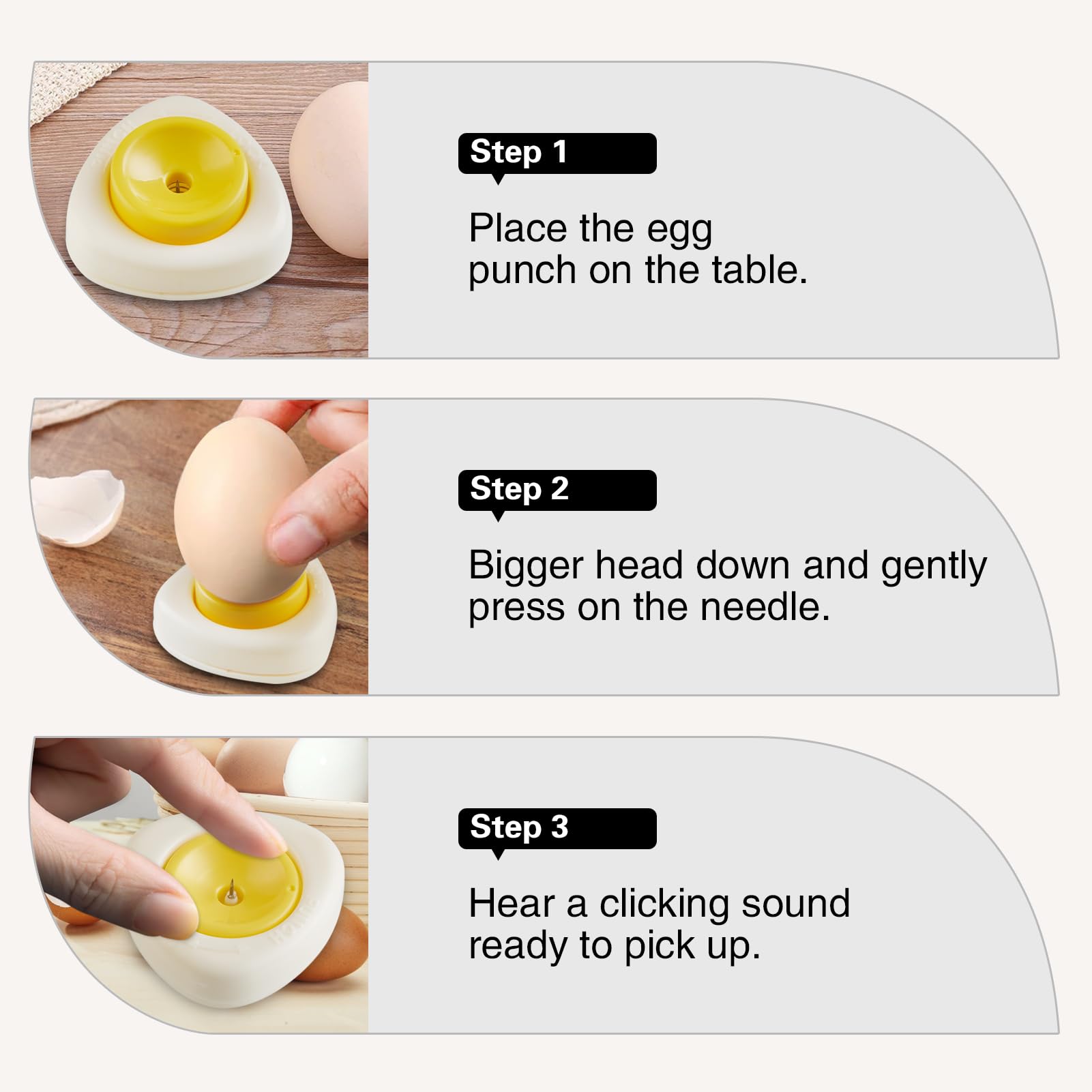Premium Egg Piercer Tool with Retractable Sharp Pin - 2 Pack Yellow Egg Hole Poker & Separator for Hard Boiled & Raw Eggs - Includes Free Spoon - Perfect for Baking, Cooking & Meal Prep