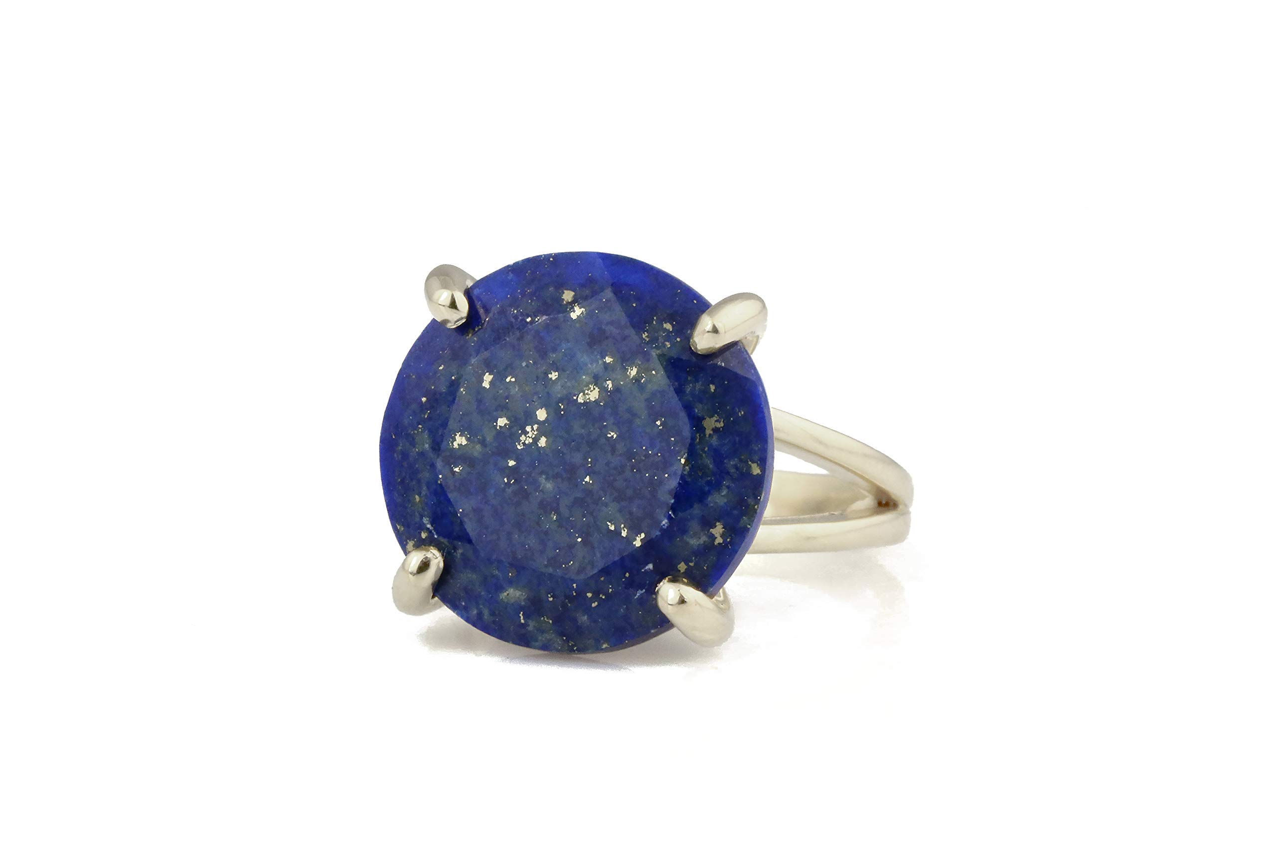 Handmade 14k Rose Gold Lapis Lazuli Gemstone Ring for Women | Round Cut Blue Stone Jewelry | Perfect for Weddings, Anniversaries & Evening Parties | Elegant Gift Box Included
