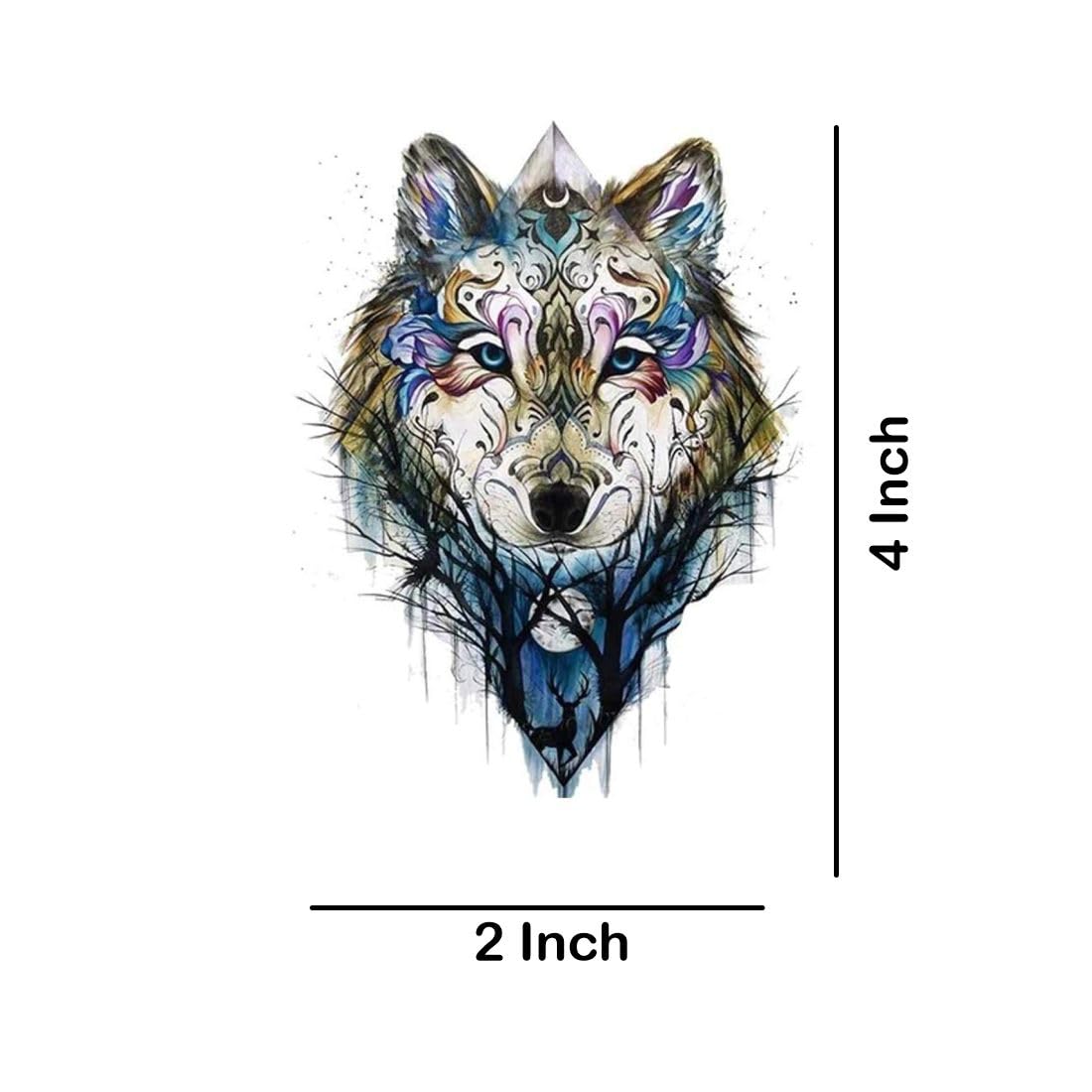 Wolf Temporary Tattoo Stickers for Women & Men - Waterproof Fake Tattoos for Body Art | Perfect for Halloween, Cosplay & Festival Costumes